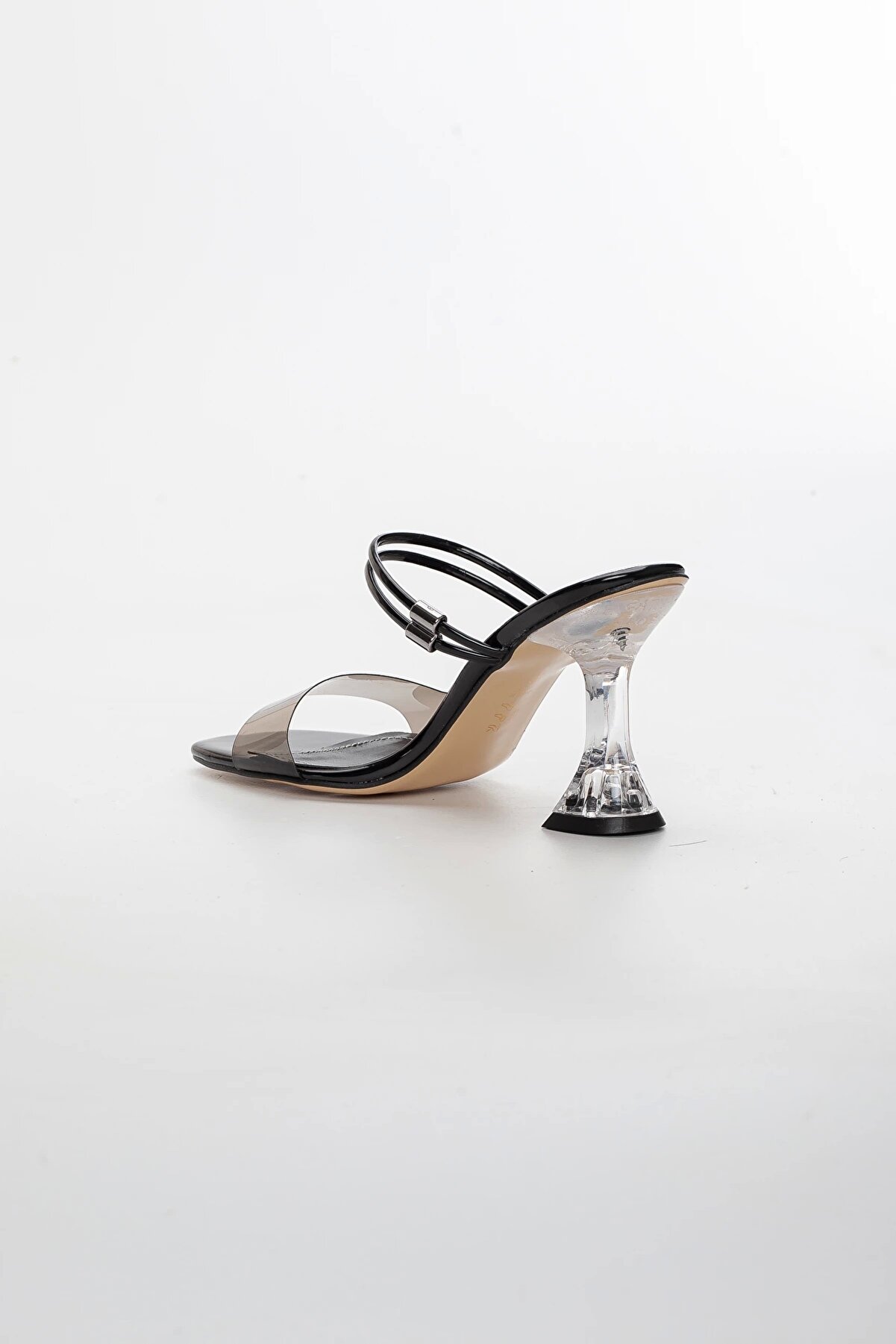 Gult Kadın Ince Topuklu Si̇yah Şeffaf Bi̇yeli̇ Terli̇k