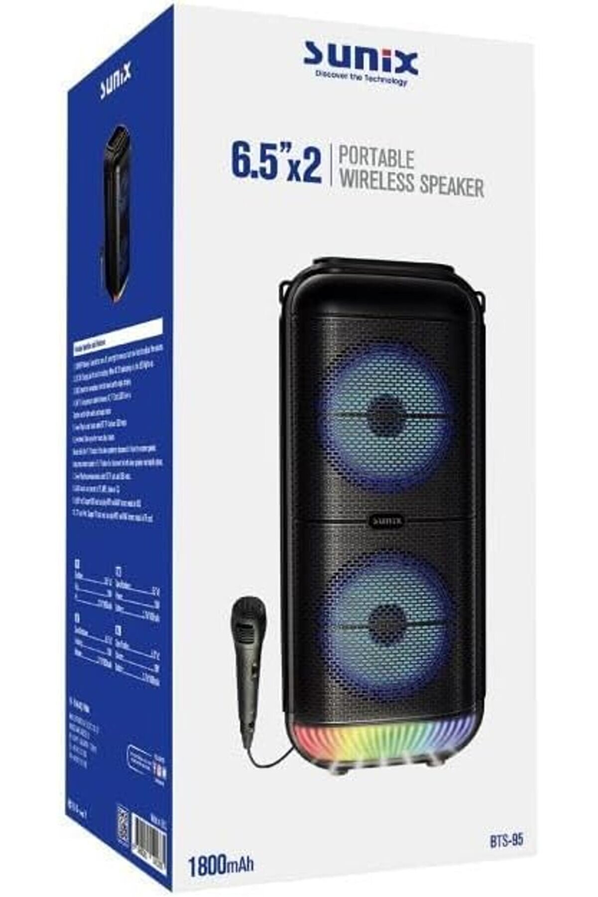 STOREMAX polysight 1800 Mah 6,5"x2 Mikrofonlu Led Işıklı Hoparlör BTS-95 trendzap 467437
