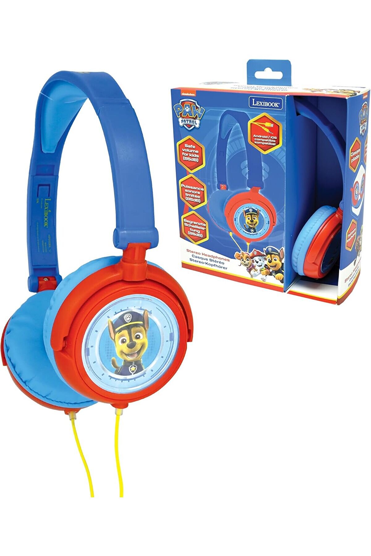 STOREMAX lvnshop Paw Patrol Chase Kulaklık, Sınırlı Ses Gücü, Katlanabilir ve Ayarlanabilir, Mavi/Kırmızı, HP