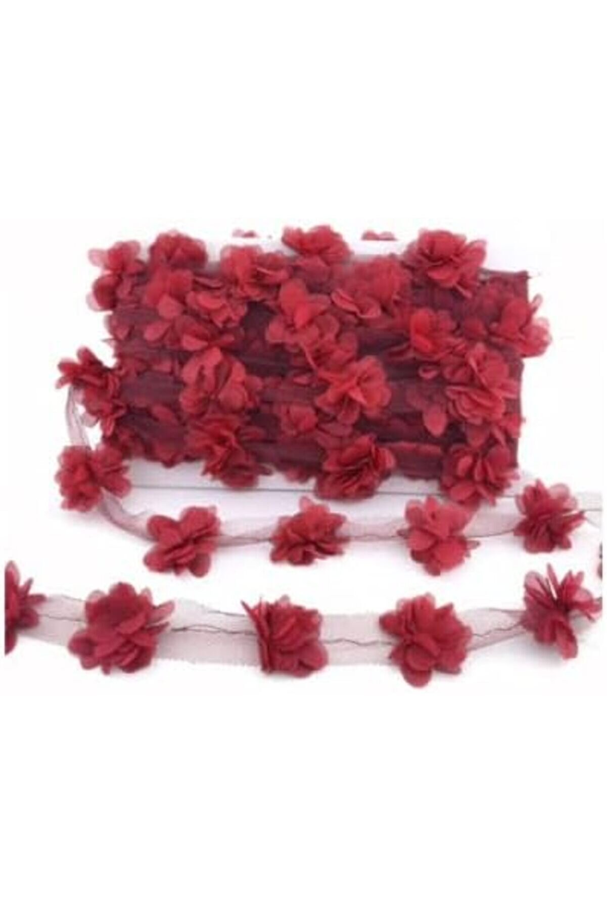 Sellbuystore Mari̇fetleri̇m - Bordo Lazer Kesi̇m &Ccedil;i̇&ccedil;ek T&uuml;l 1 Metre 1053513