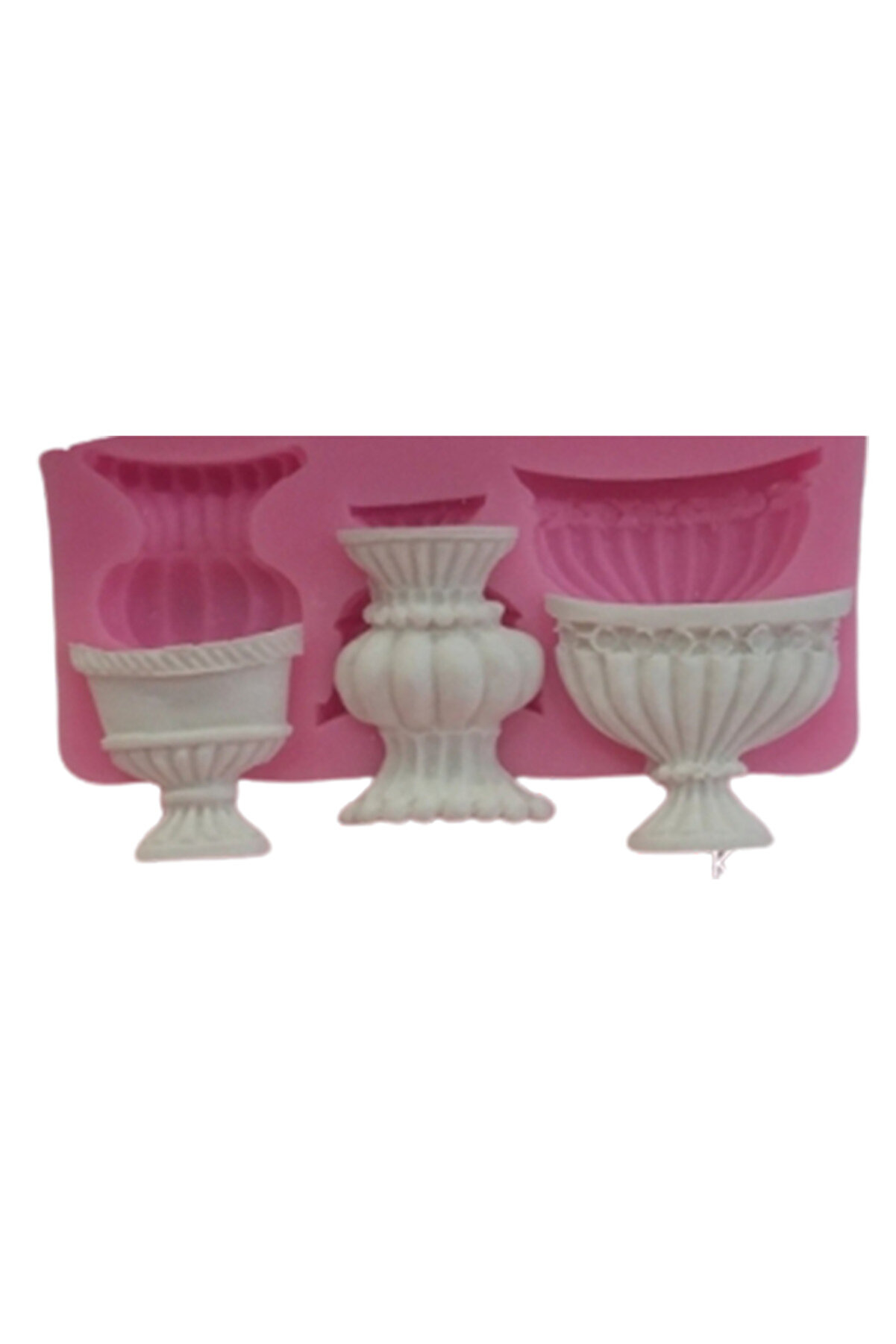 Kalıpcınızburada Üçlü Süsleme Saksı Si̇li̇kon Kalıp - K157