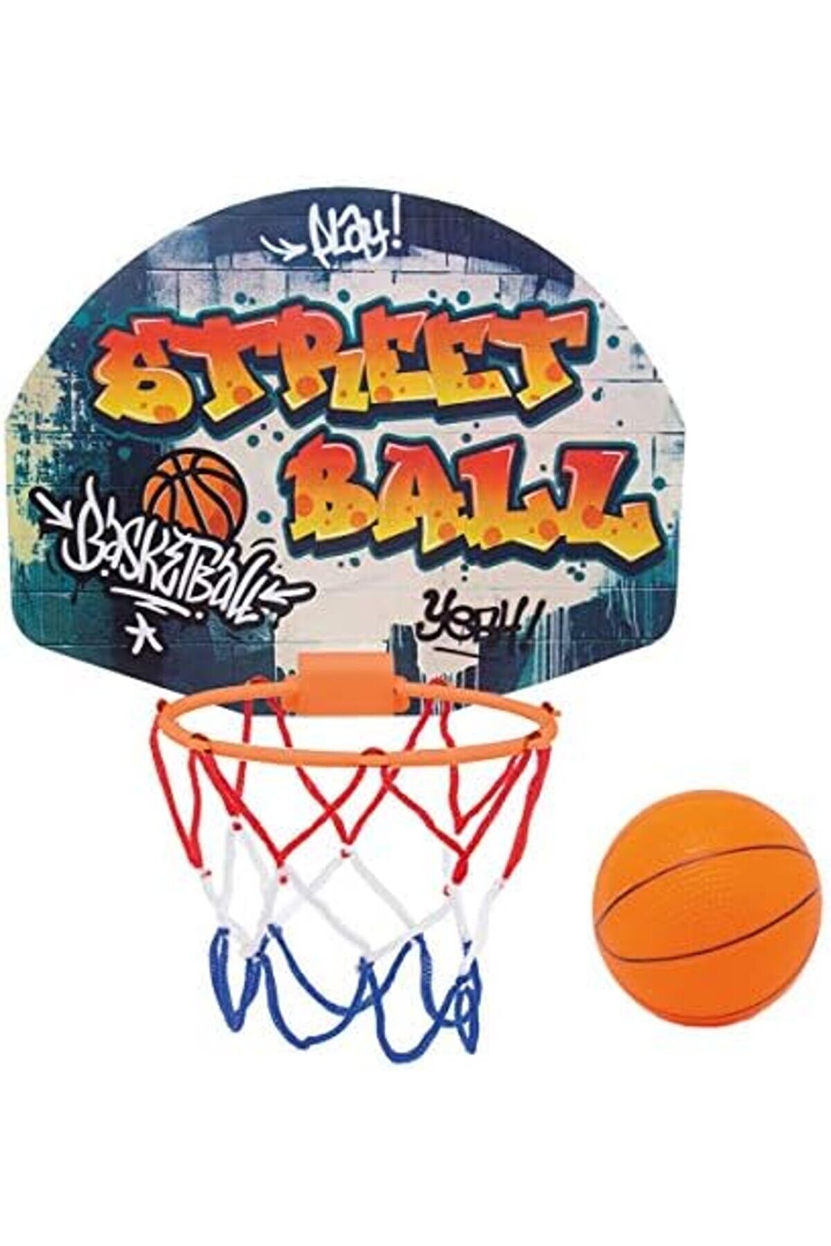 Basketbol Seti̇, Kapı Askılı, Tahta 27 X 5 X 21 Cm, Fi̇leli̇ Pota 15 Cm, Top 8,6 Cm,