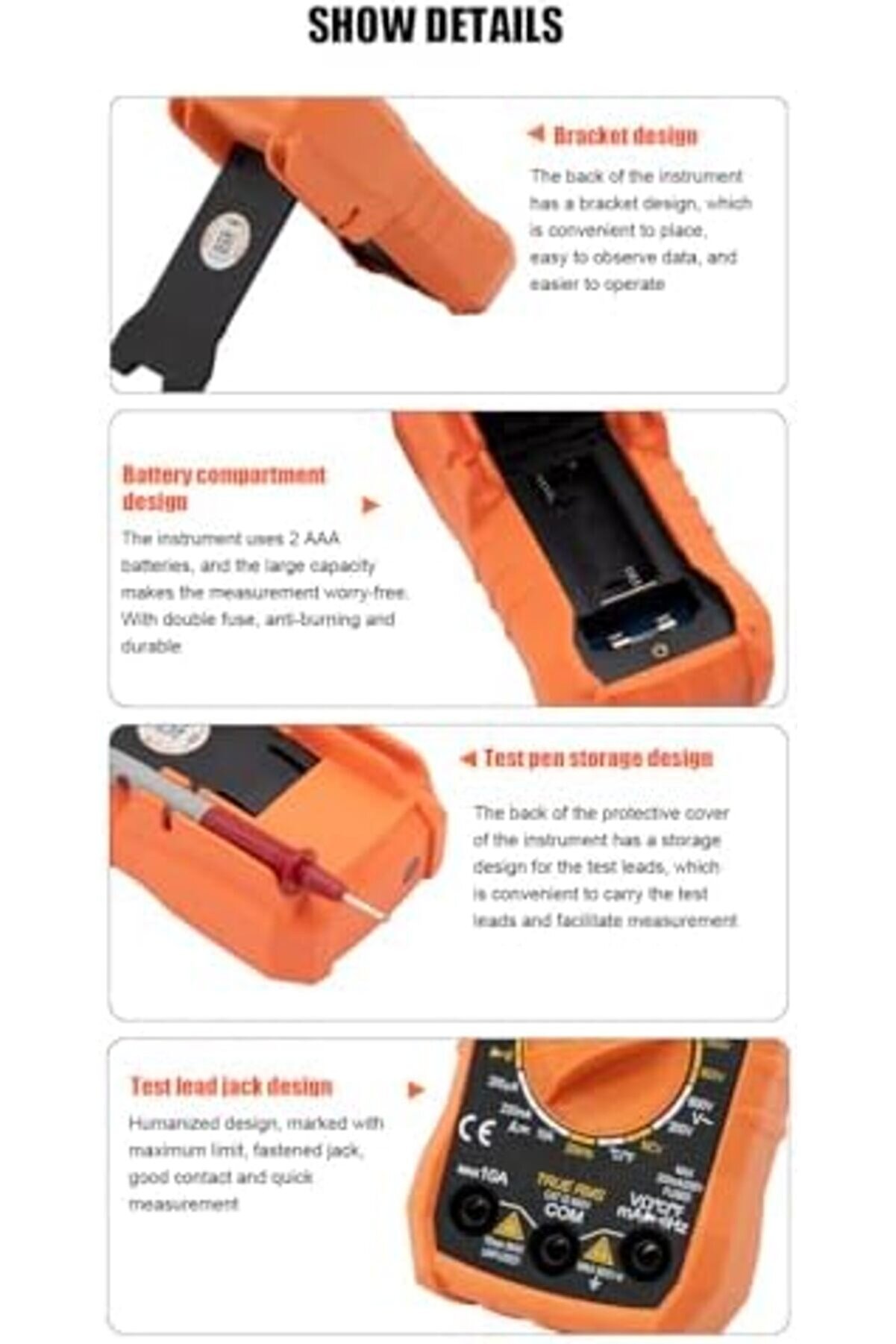 Lvnshop Vc203 Ölçü Aleti̇ Multi̇metre Avometre Ncv Işıklı Ekran El Isı Ölçer 224120