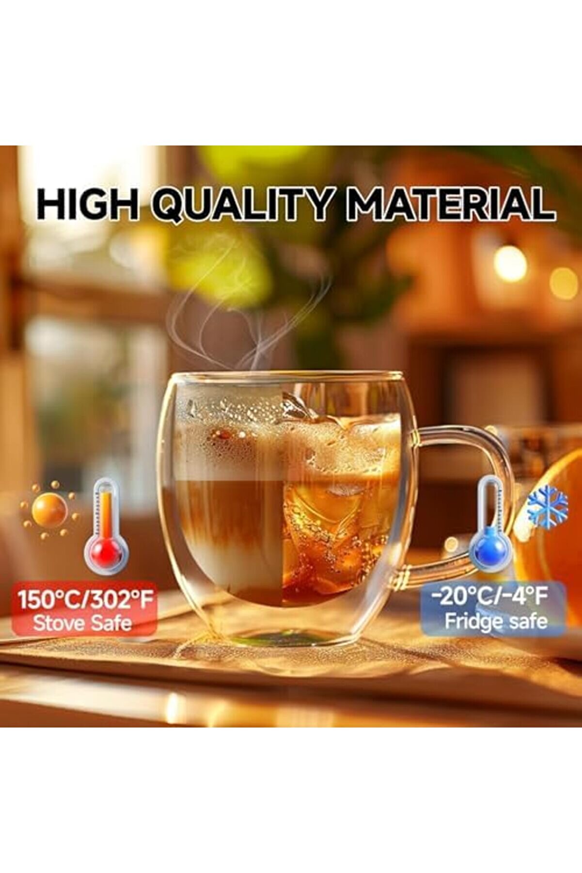 Goldwhi̇rl Çi̇ft Katmanlı Cam Kupa 250 Ml Lüx Çi̇ft Ci̇darlı Kupa - Termos - İki̇ Duvarlı Yapısı İle Uzun