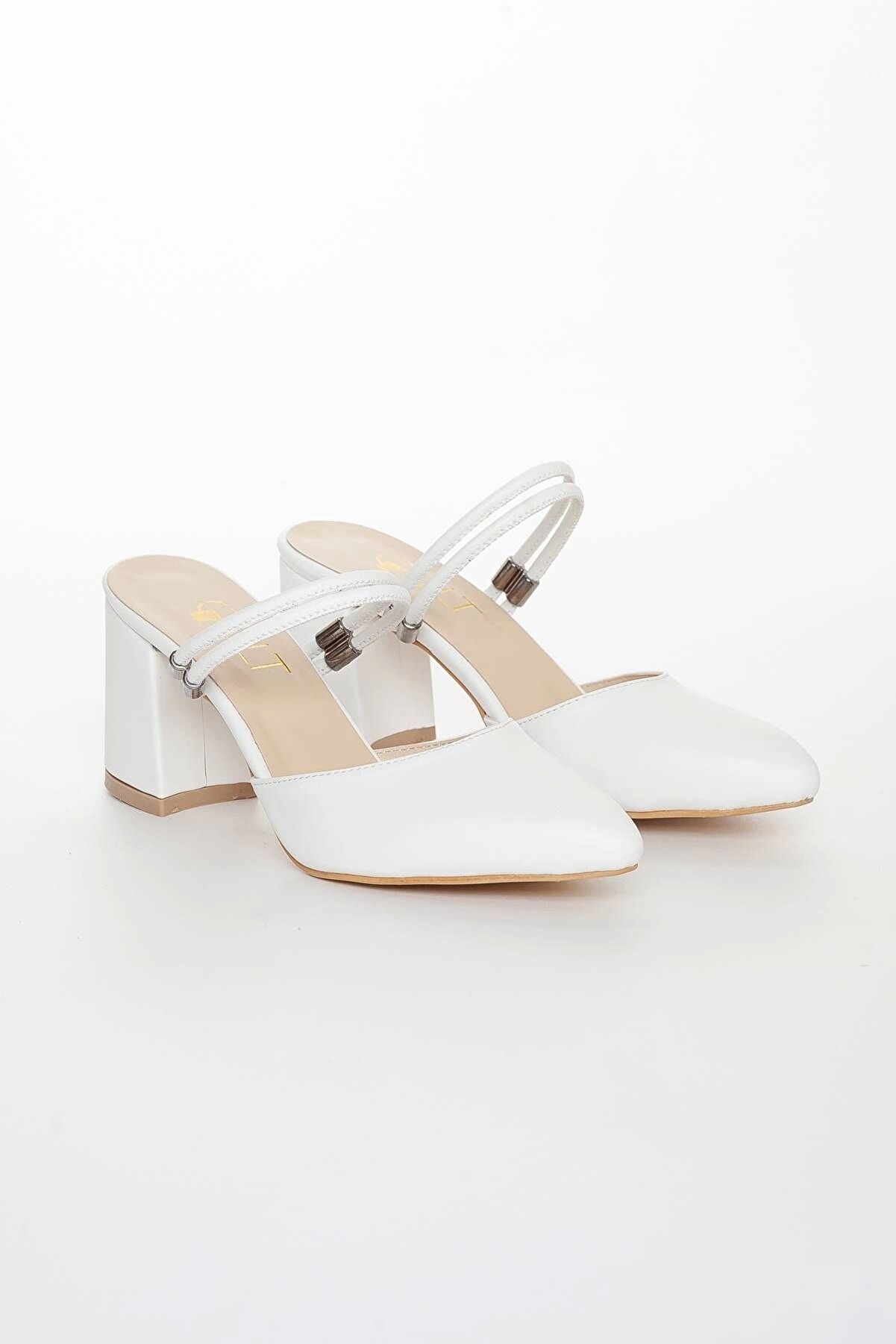 Gult Kadın Beyaz Kısa Kalın Topuklu Terli̇k Ayktrk011