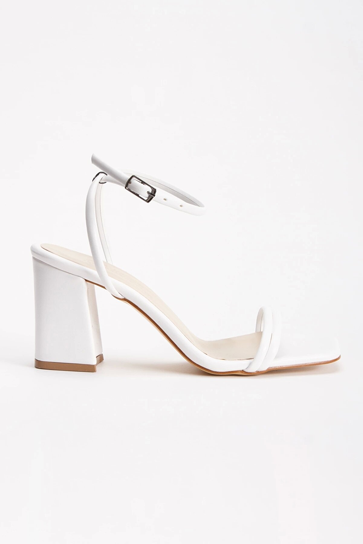 Gult Kadın Yazlık Kalın Topuklu Ayakkabı Beyaz