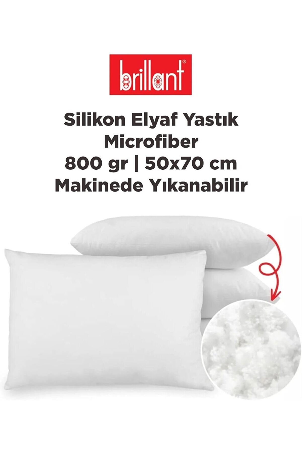 STOREMAX trendymr Microfiber Silikon Elyaf Yastık 800 gr | 50x70 | Makinede Yıkanabilir Silikon Yastık Lif