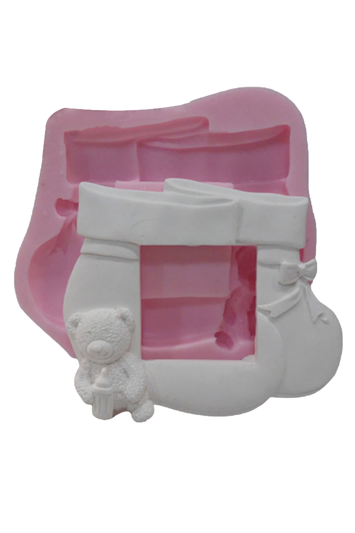 Kalıpcınızburada Ayıcıklı Çerçeve Si̇li̇kon Kalıp - K527