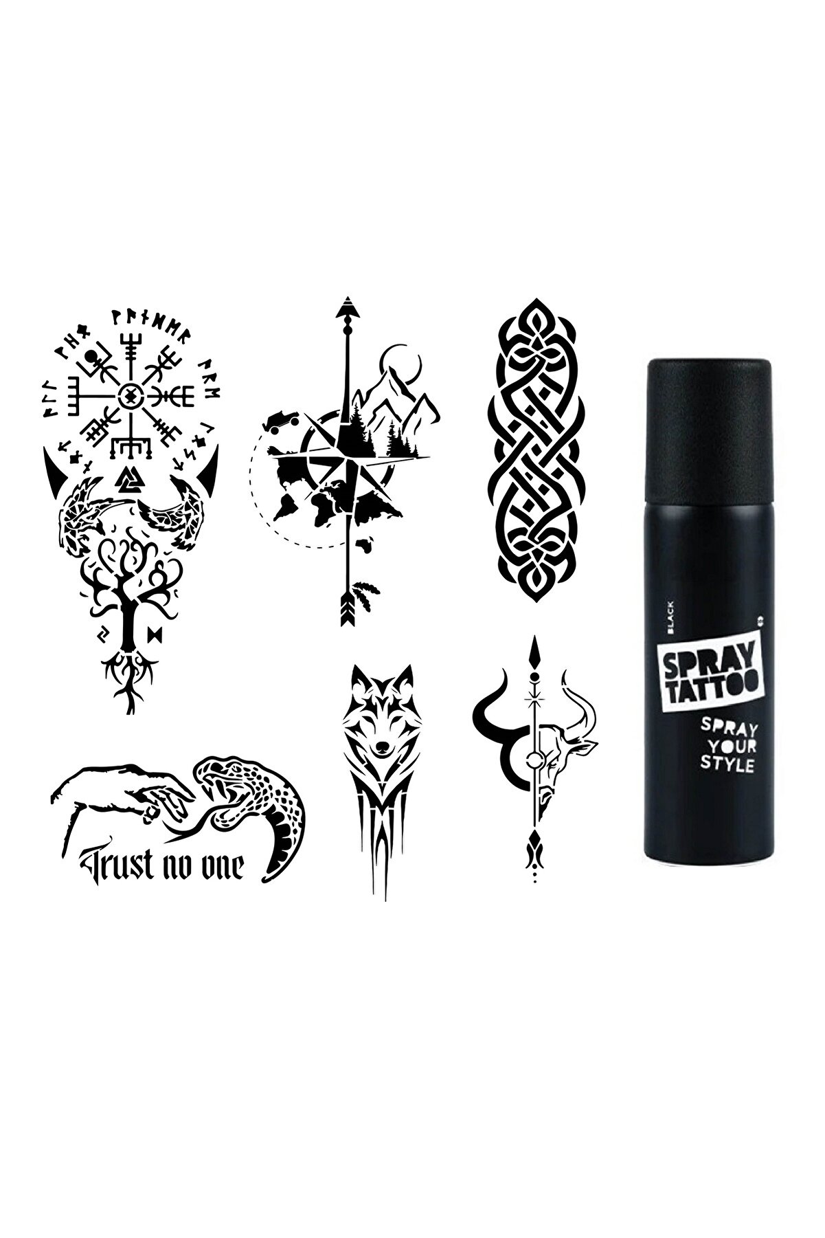 Ai̇rbrush Tattoo Tri̇bal Ve Pusula Spray Tattoo İle Geçi̇ci̇ Dövme Yapma Seti̇