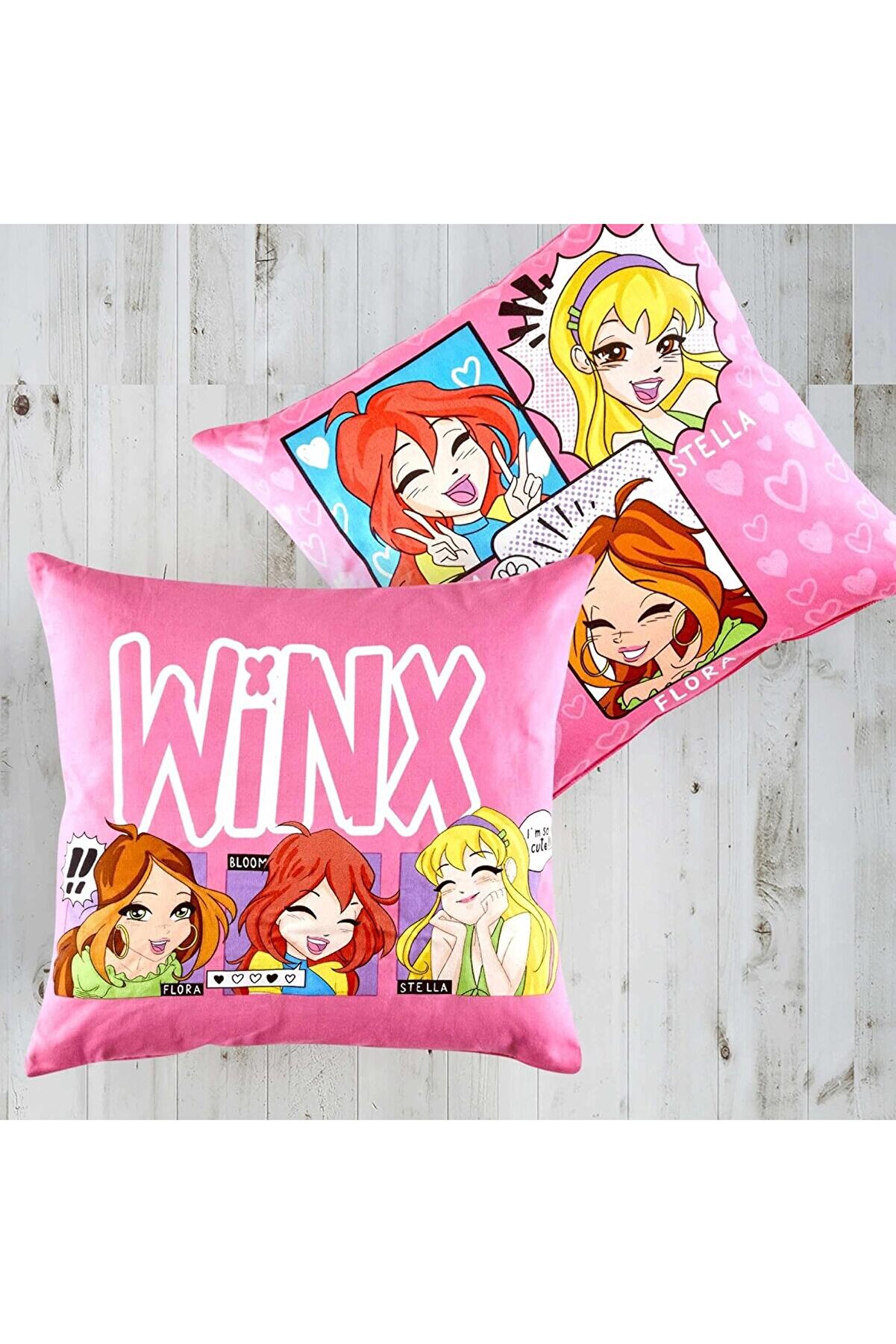 STOREMAX Lisanslı Pamuk Winx Cute Kırlent Çok Renkli Tekli