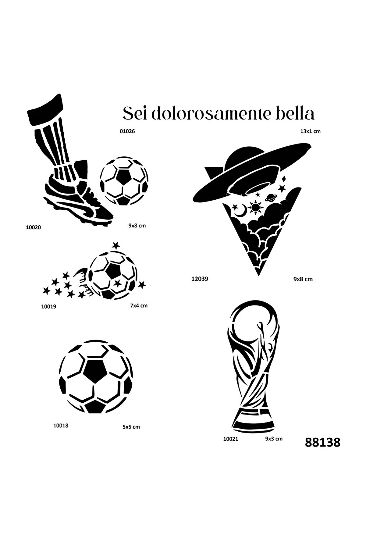 Ai̇rbrush Tattoo Futbol 6 Adet Stenci̇l Dövme Kalıbı Spreysi̇z Sadece Şablon