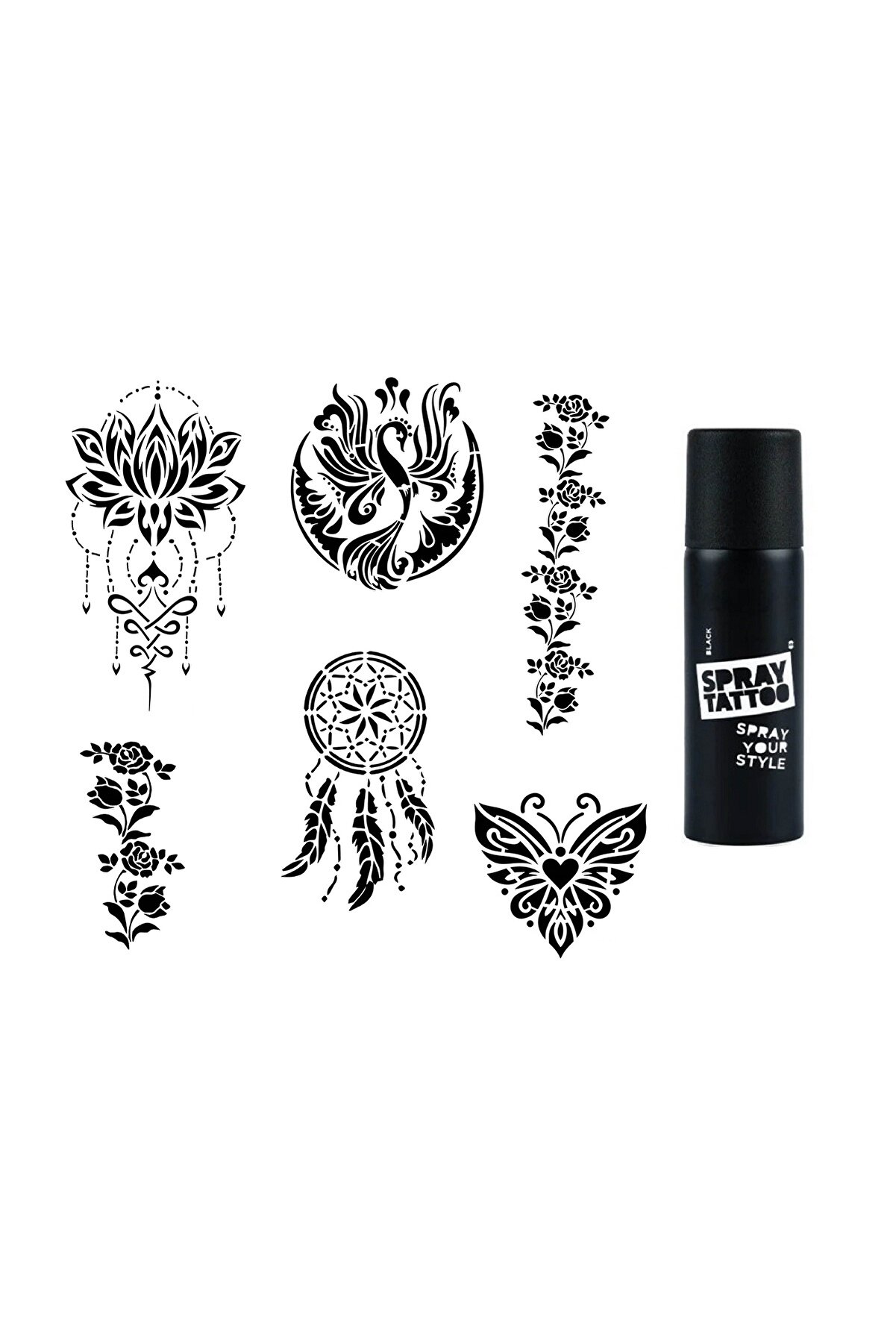 Ai̇rbrush Tattoo Zari̇f Kadınlar Spray Tattoo İle Ge&ccedil;i̇ci̇ D&ouml;vme Yapma Seti̇