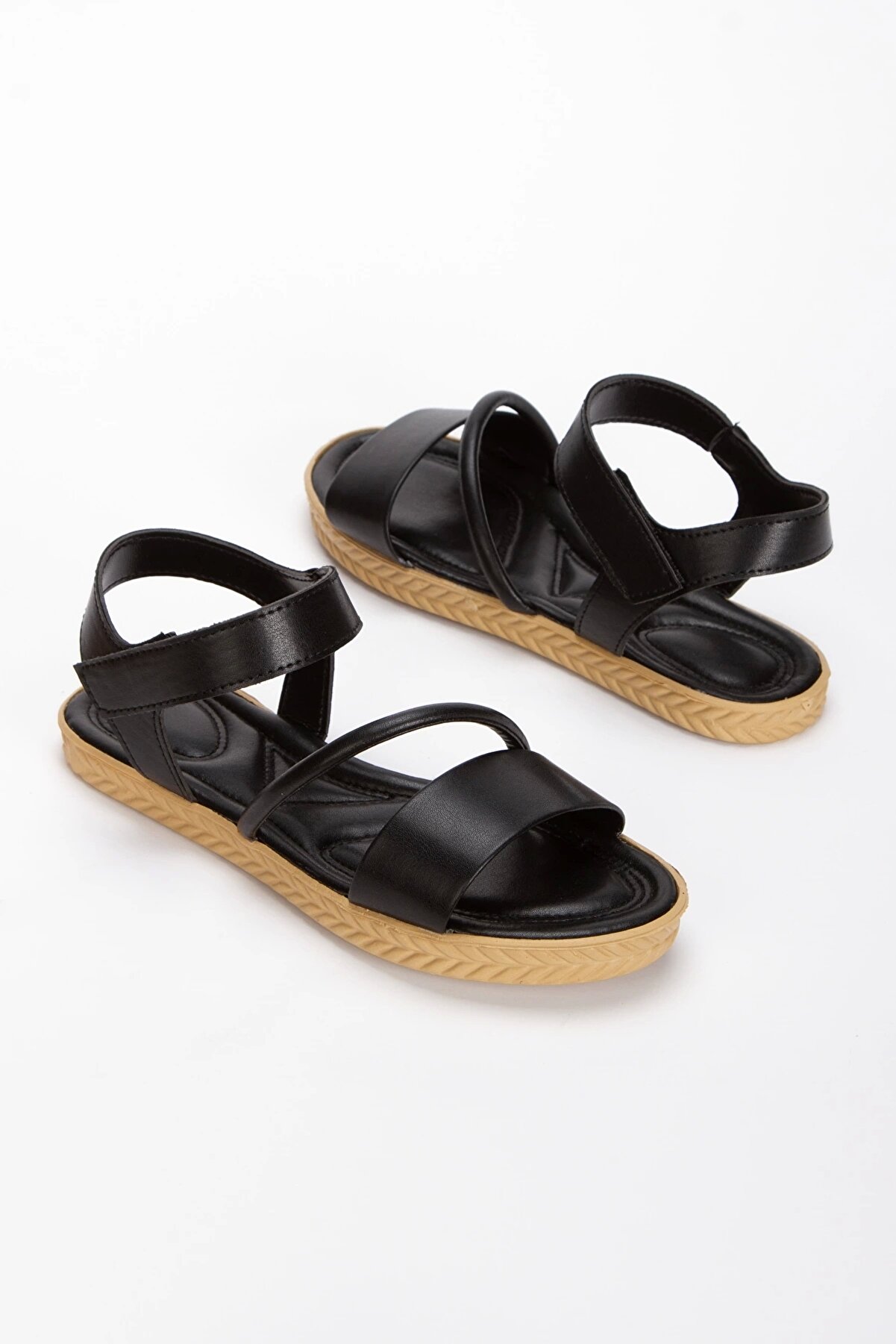Gult Kadın Düz Kısa Taban Uygun Sandalet Si̇yah