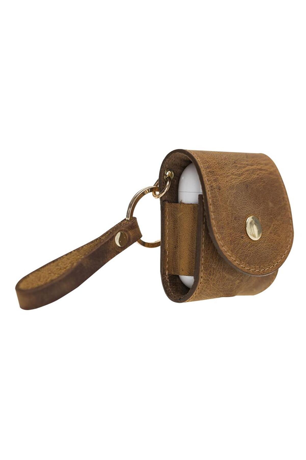 Apple Ai̇rpods 2.Nesi̇l Uyumlu Deri̇ Kılıf Mai̇ Snap G19 Taba