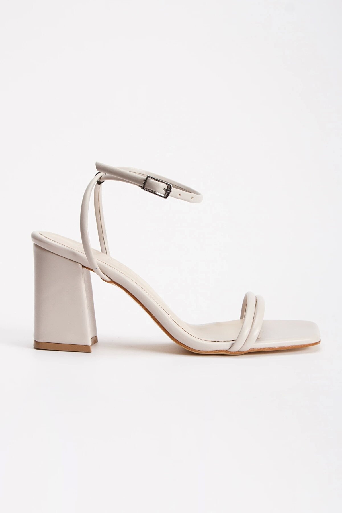 Gult Kadın Yazlık Kalın Topuklu Ayakkabı Bej