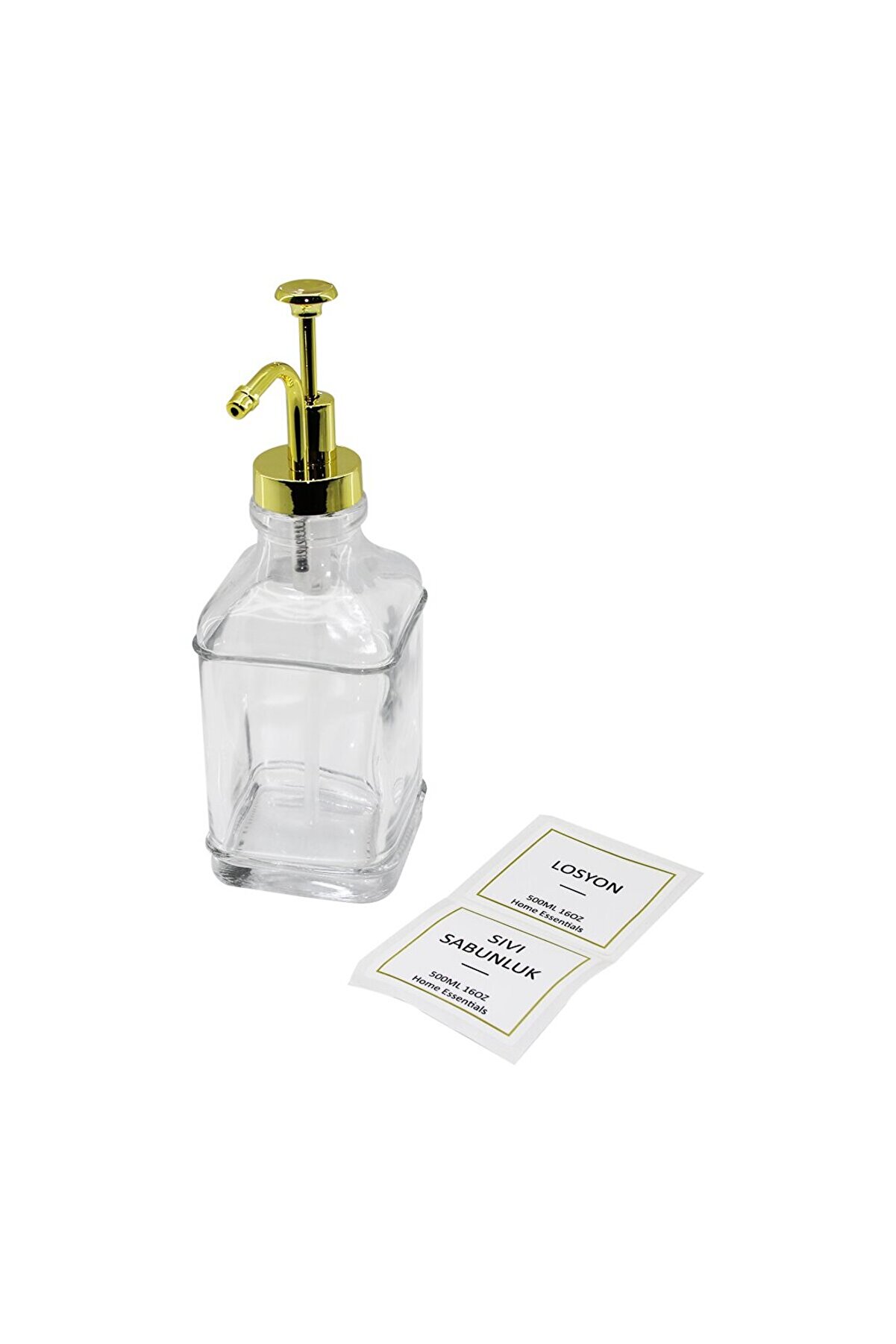 Go İthalat Kare Cam Şi̇şe Şeffaf Damlatmaz Yağdanlık 500Ml Pompa