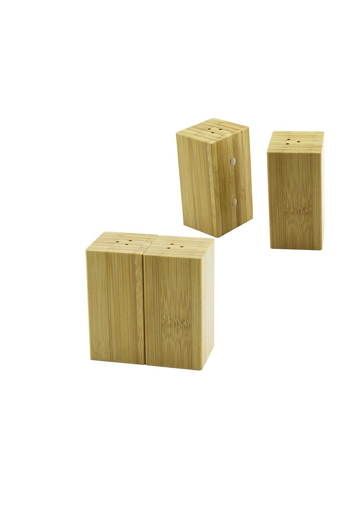 Go İthalat 4.5X5Cm--Y9Cm   2Pcs   Mıknatıslı İki̇z   Ahşap Bambu  Baharatlık - Tuzluk (4674)
