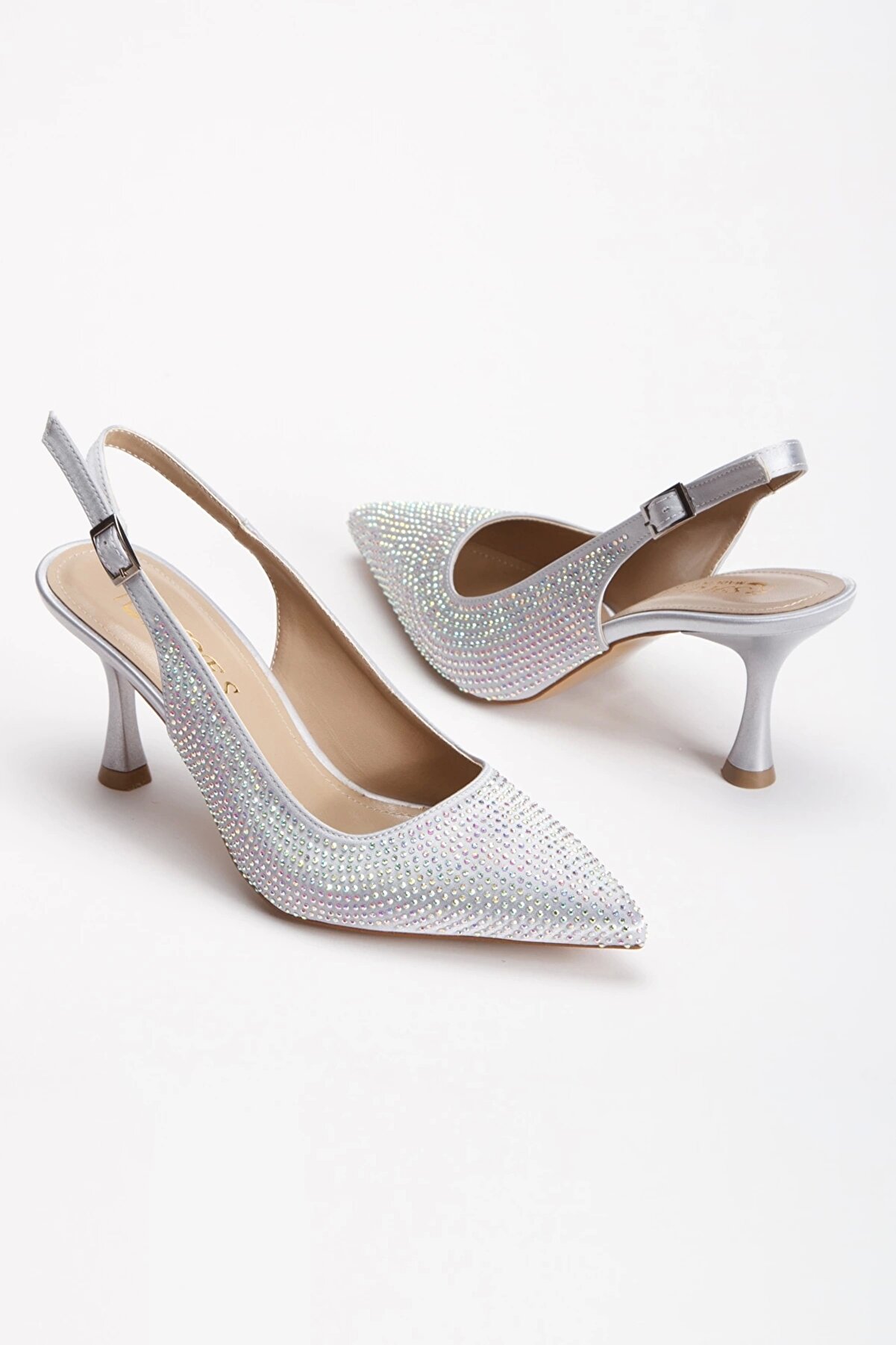 Gult Kadın Burnu Kapalı Arkası Açık Gece Ayakkabısı Gümüş