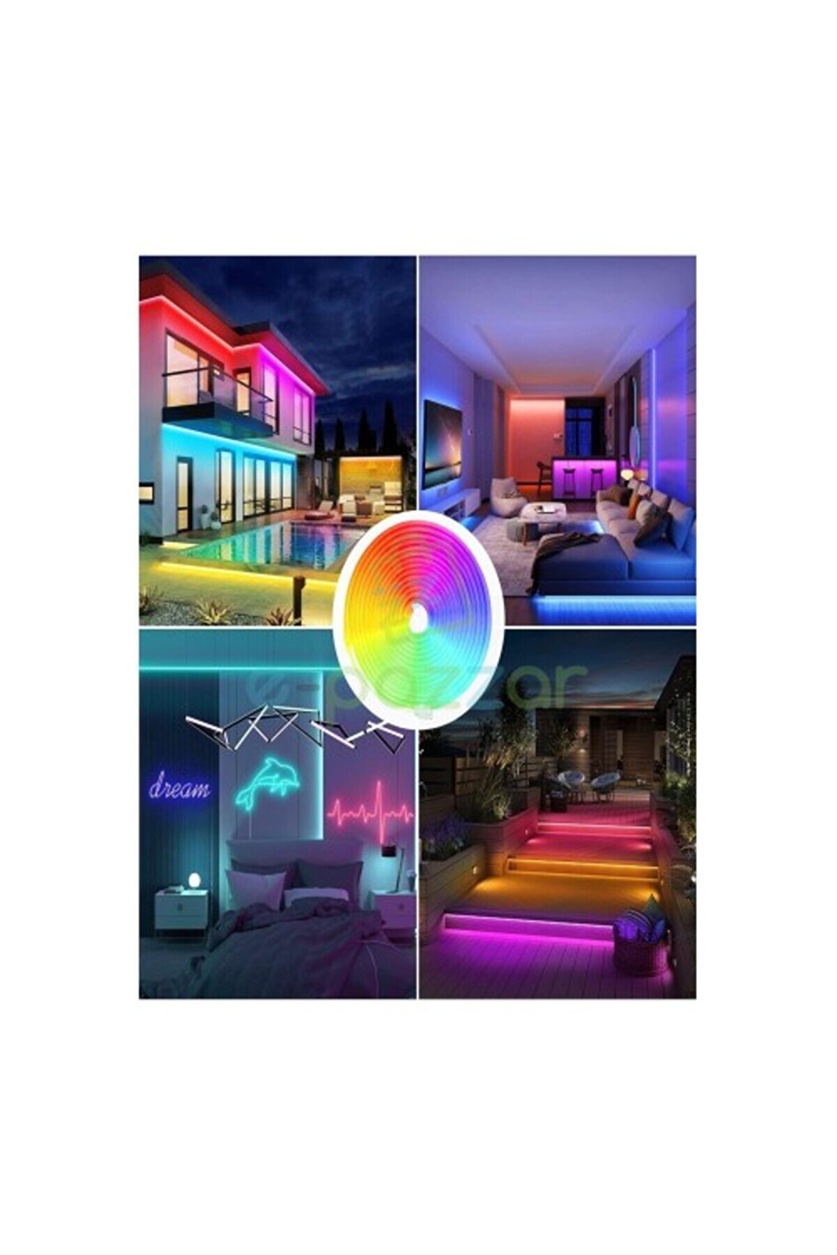 5M 16 Renk 4 Fonksi̇yonlu Esnek Şeri̇t Neon Led