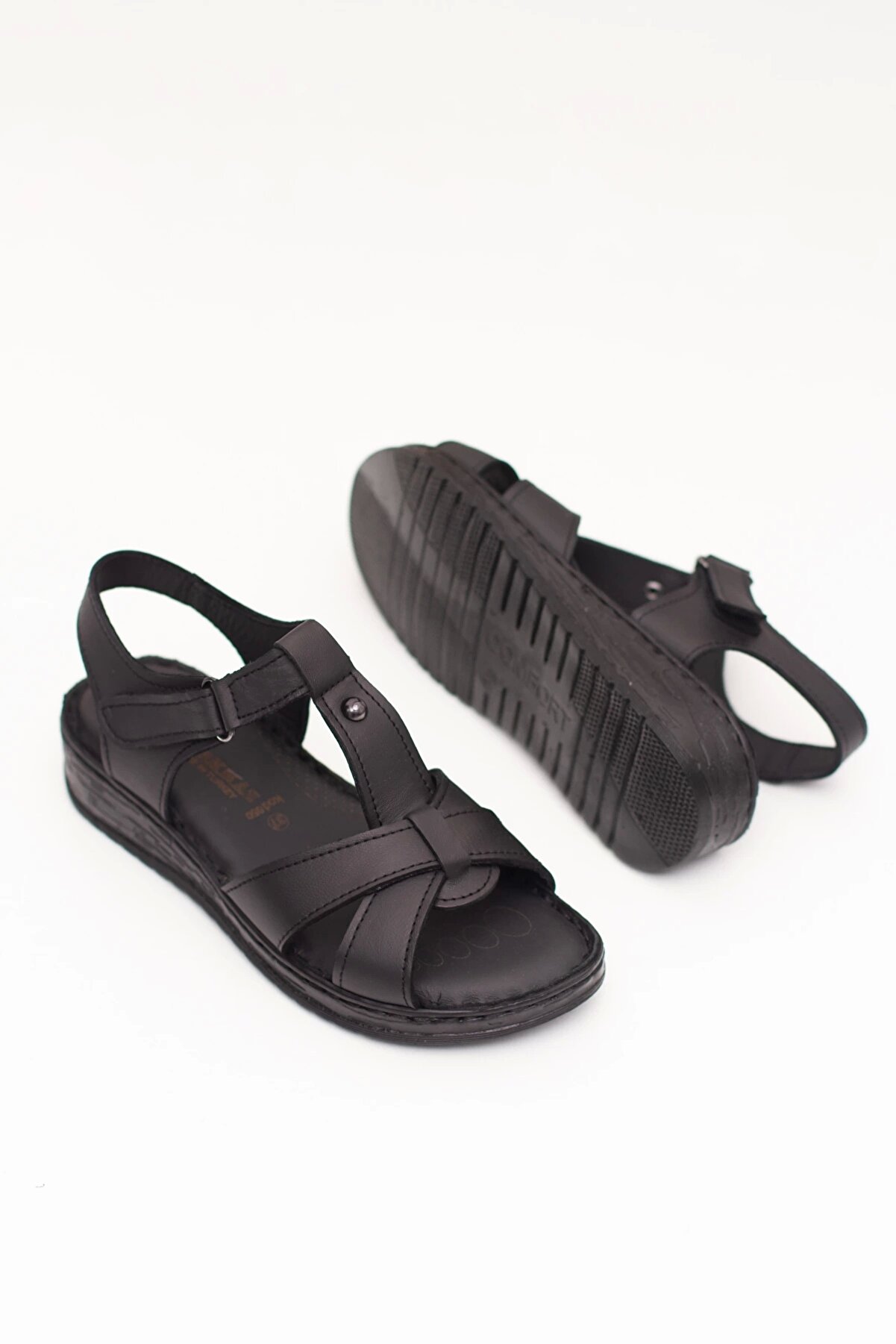 Gult Haki̇ki̇ Deri̇ Uygun Sandalet