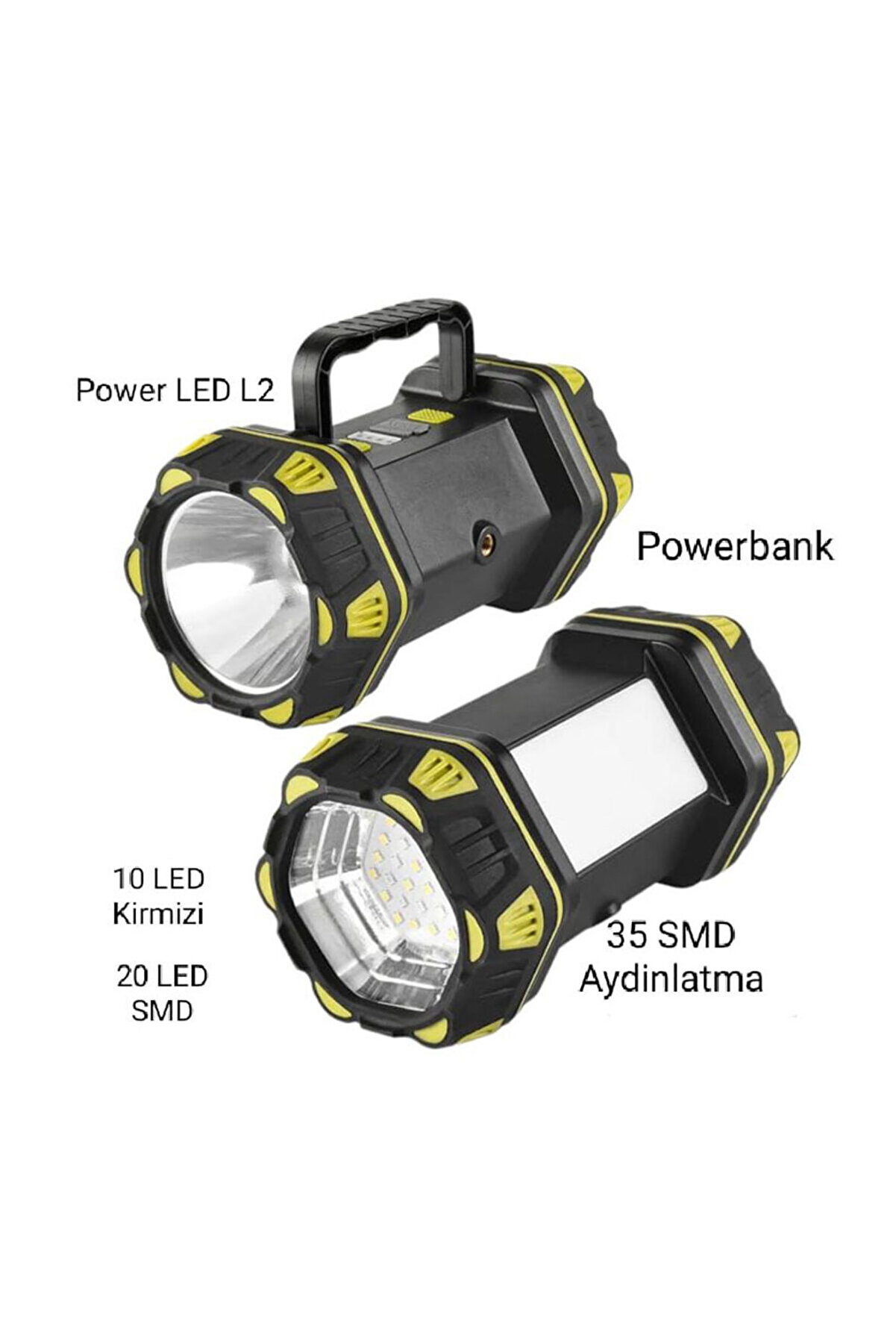 evimdeyokyok F.B.I F-262 Yeni Güçlü Çift Taraflı Taşınabilir Spot Ve Işıldak USB Powerbank Şarjlı Fener TdrTR