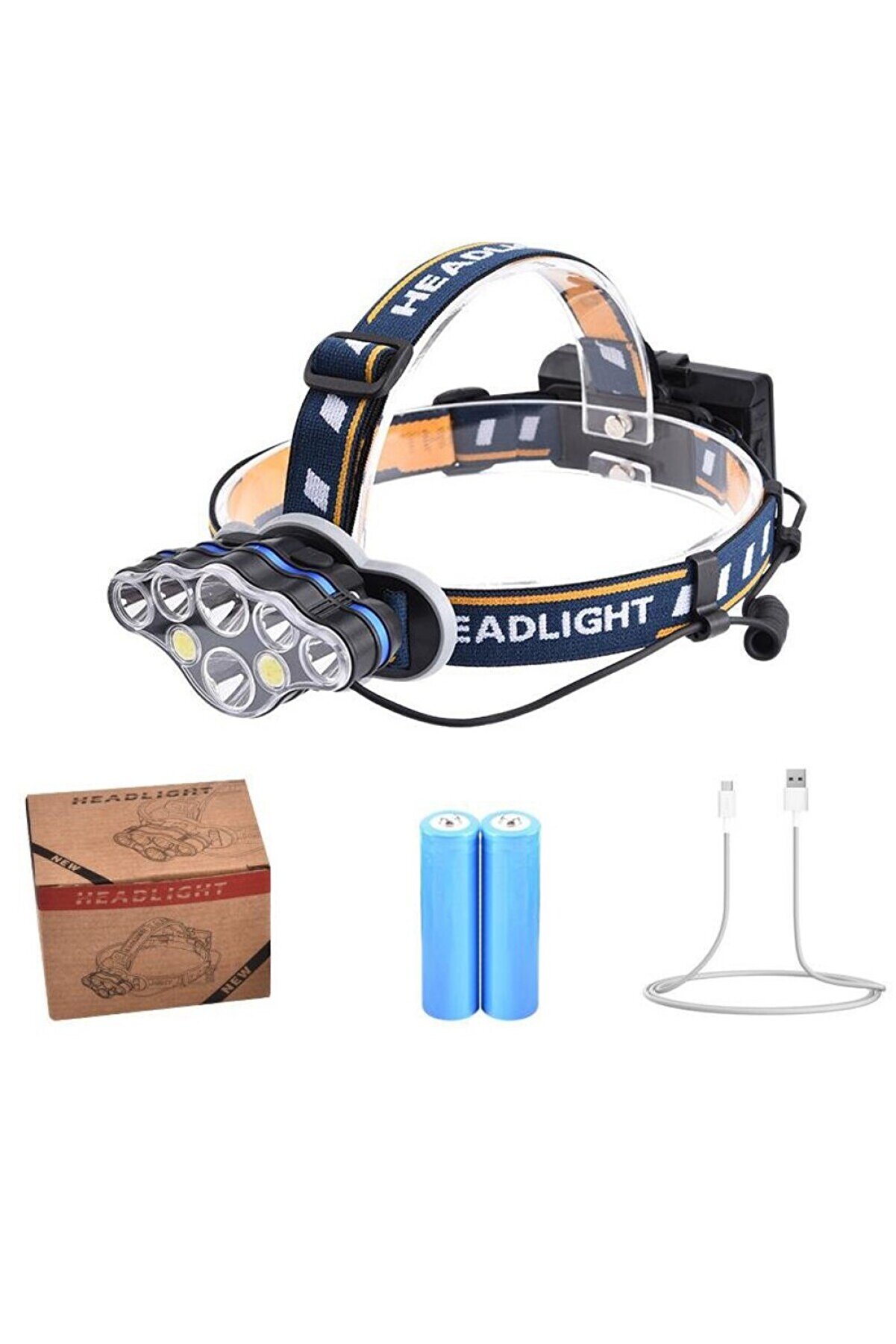 evimdeyokyok Ps-888 Güçlü Usb Şarj Edilebilir Profesyonel 8 Modlu 6000 Lümen 8 Led Su Geçirmez Kafa Lambası Tdrtr