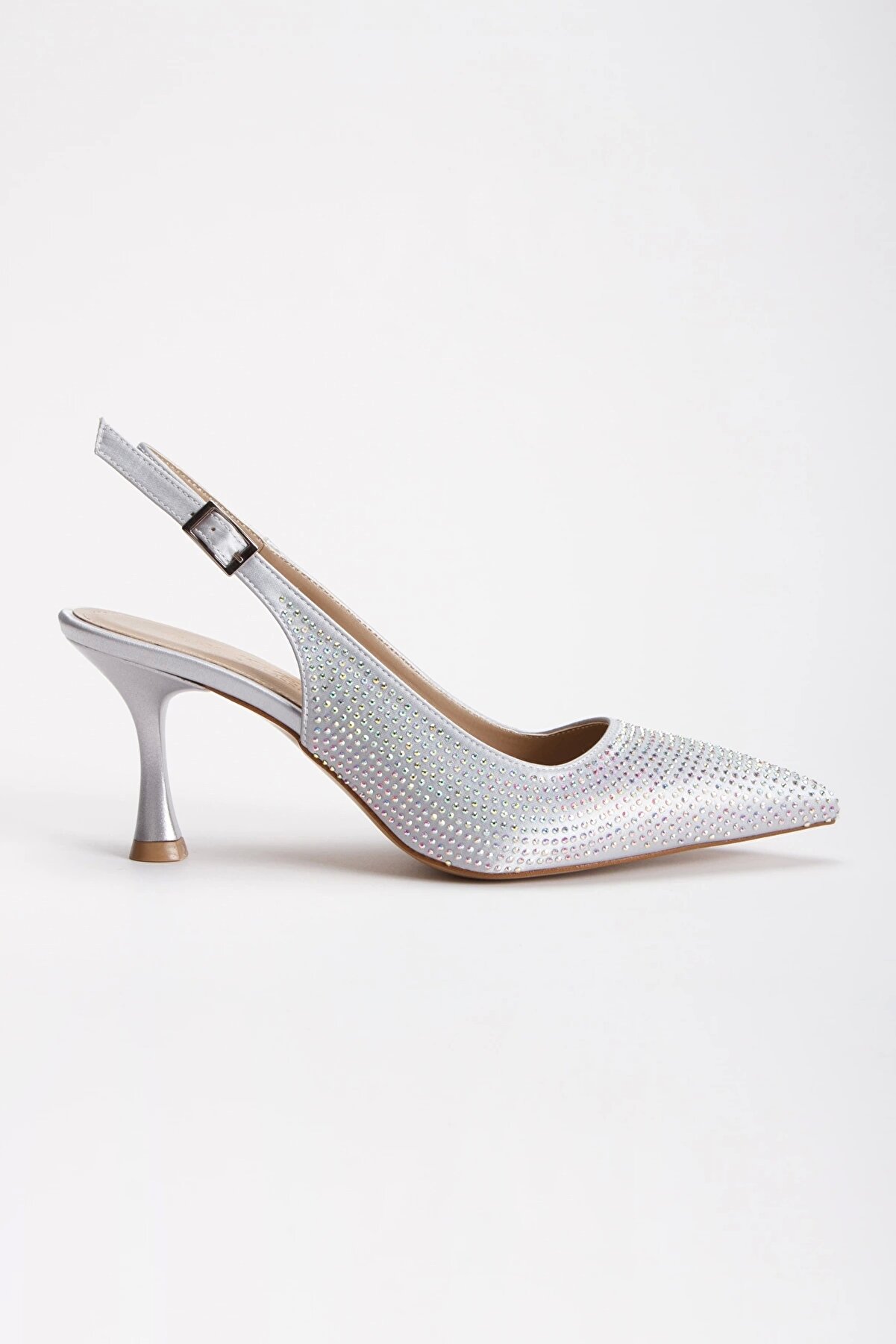 Gult Kadın Burnu Kapalı Arkası Açık Gece Ayakkabısı Gümüş