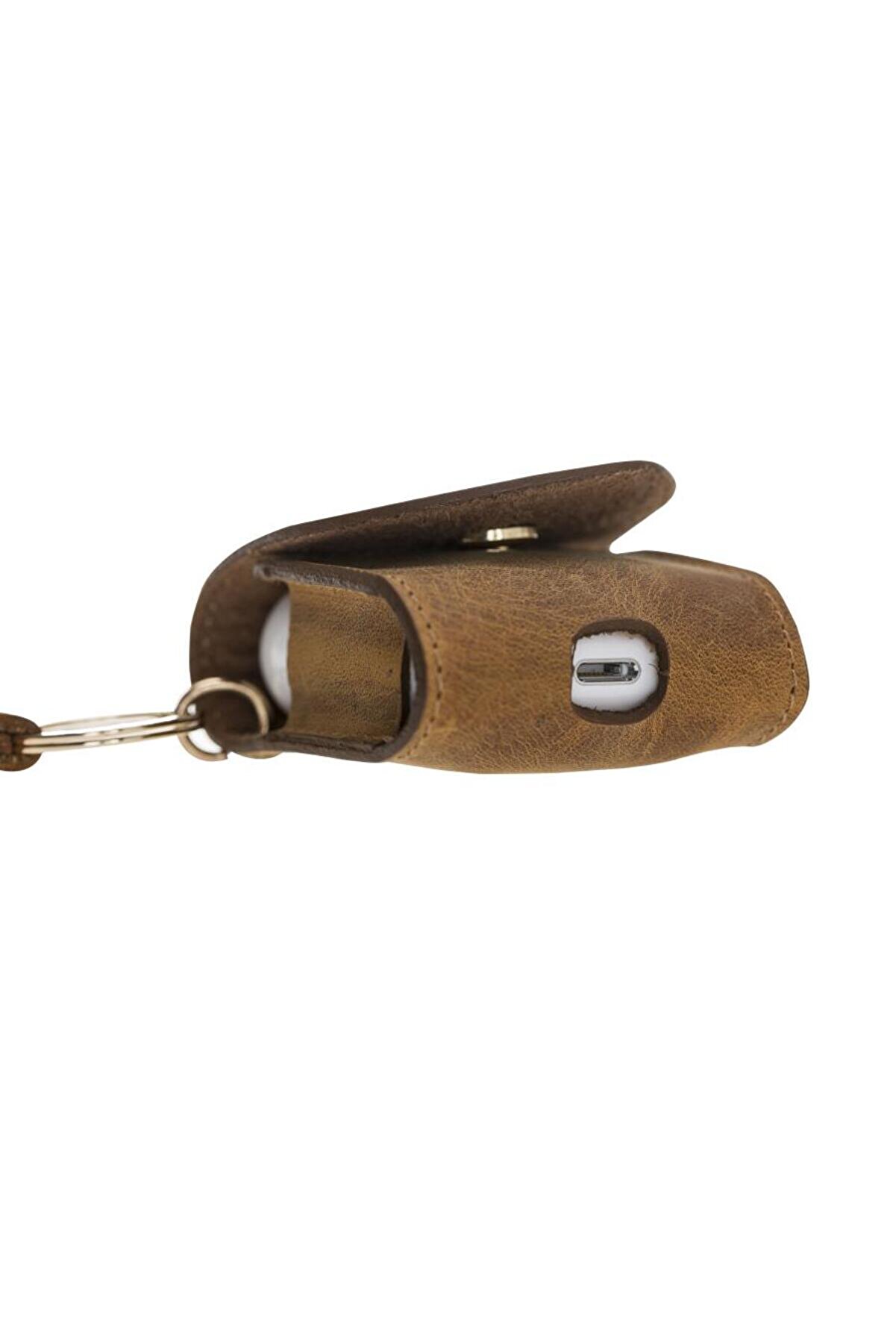 Apple Ai̇rpods 2.Nesi̇l Uyumlu Deri̇ Kılıf Mai̇ Snap G19 Taba