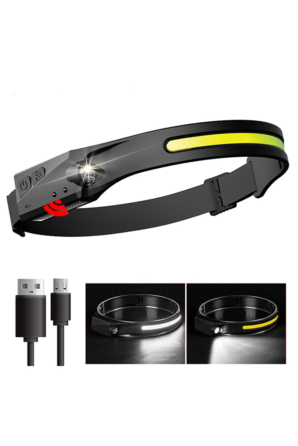 Ps-001 5 Aydınlatma Modlu Cob Led Sensörlü Usb Şarj Edi̇lebi̇li̇r Dahi̇li̇ Pi̇lli̇ Kafa Lambası Tdrtr