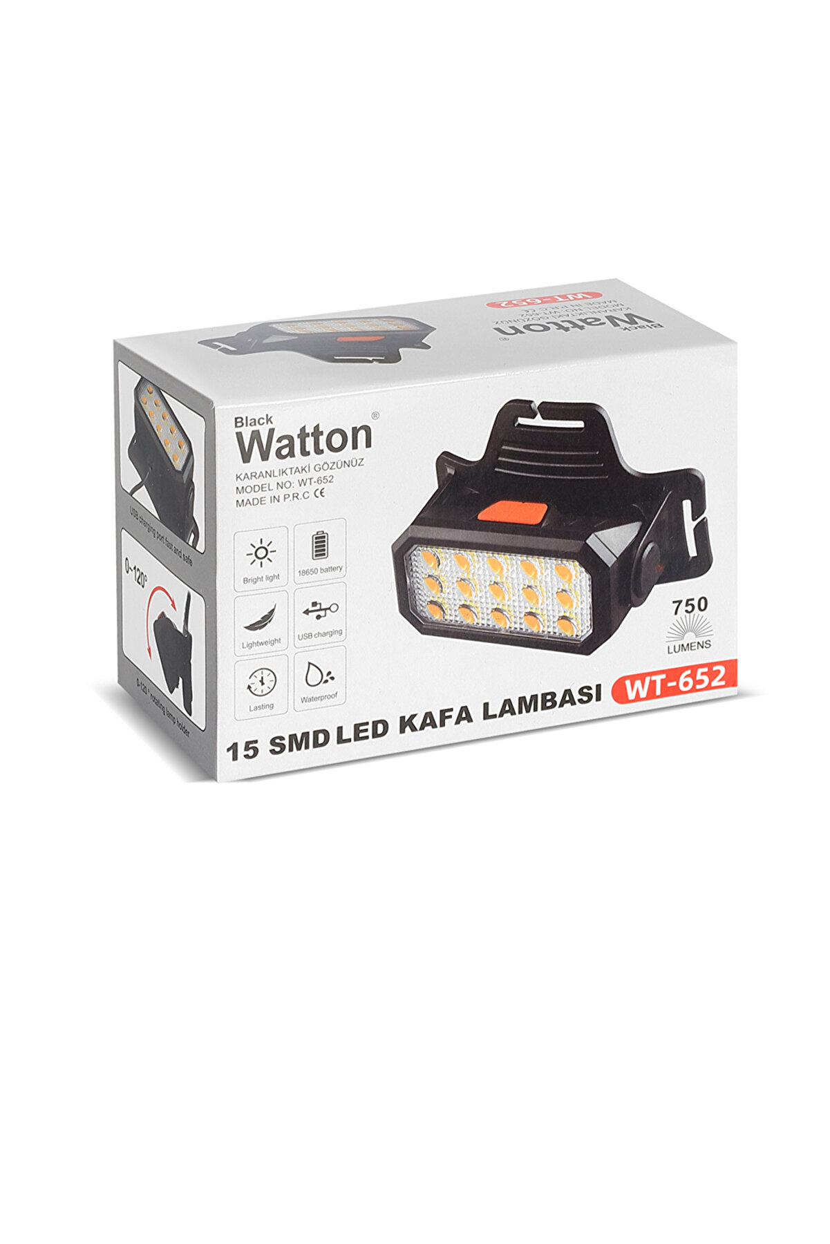 15 Ledli̇ Sarı / Beyaz Şarjlı Kafa Lambası Watton Wt-652 Tdrtr