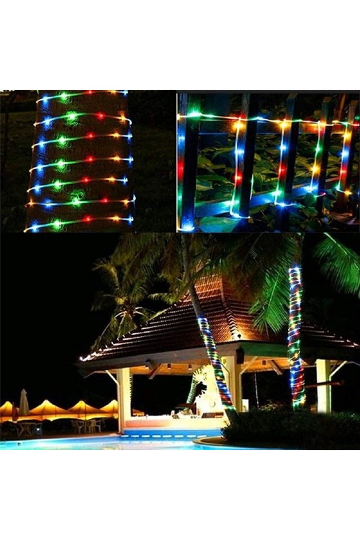 10M 100 Led Solar Led Işık Rgb