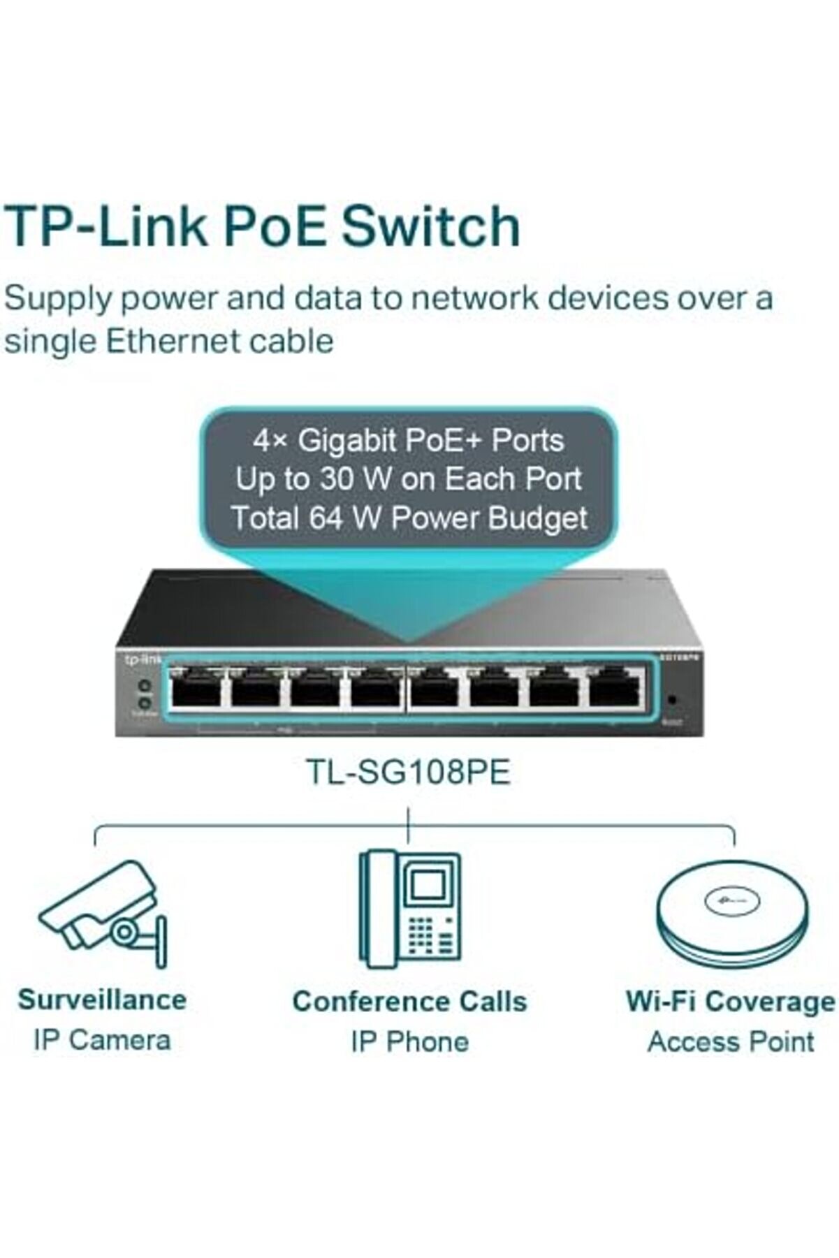 Trendymr Tl-Sg108Pe, 8 Port Gi̇gabi̇t / 4 Port Poe Smart Swi̇tch Li̇fe 1171957