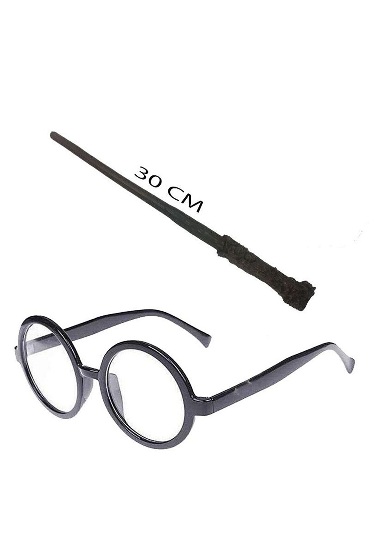 evimdeyokyok Harry Potter Asası 30 Cm Ve Siyah Çerçeveli Harry Potter Gözlüğü Seti Tdrtr