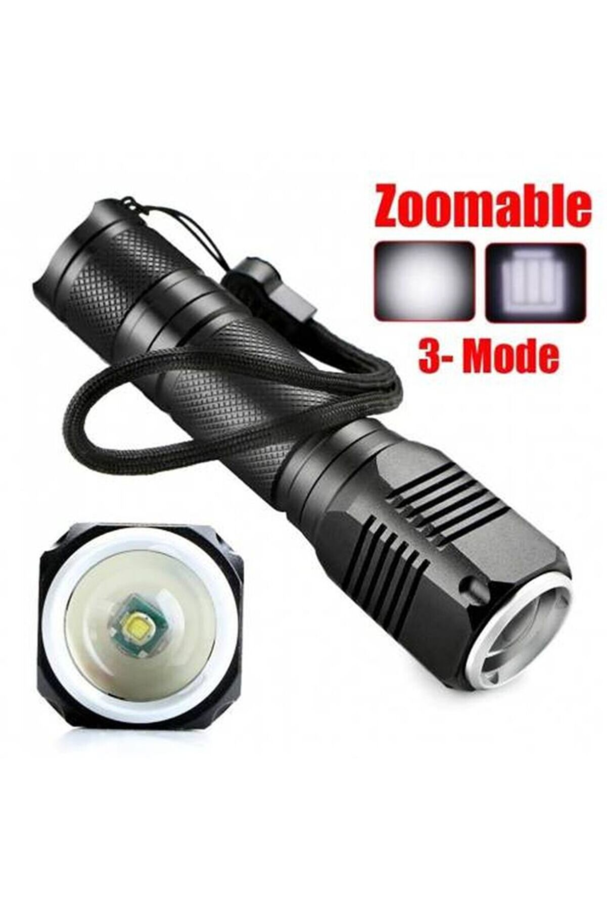 F.b.ı F-82 T6 Led Zoomlu 2000 Lm Yüksek Işık Şarjlı El Feneri̇ Tdrtr