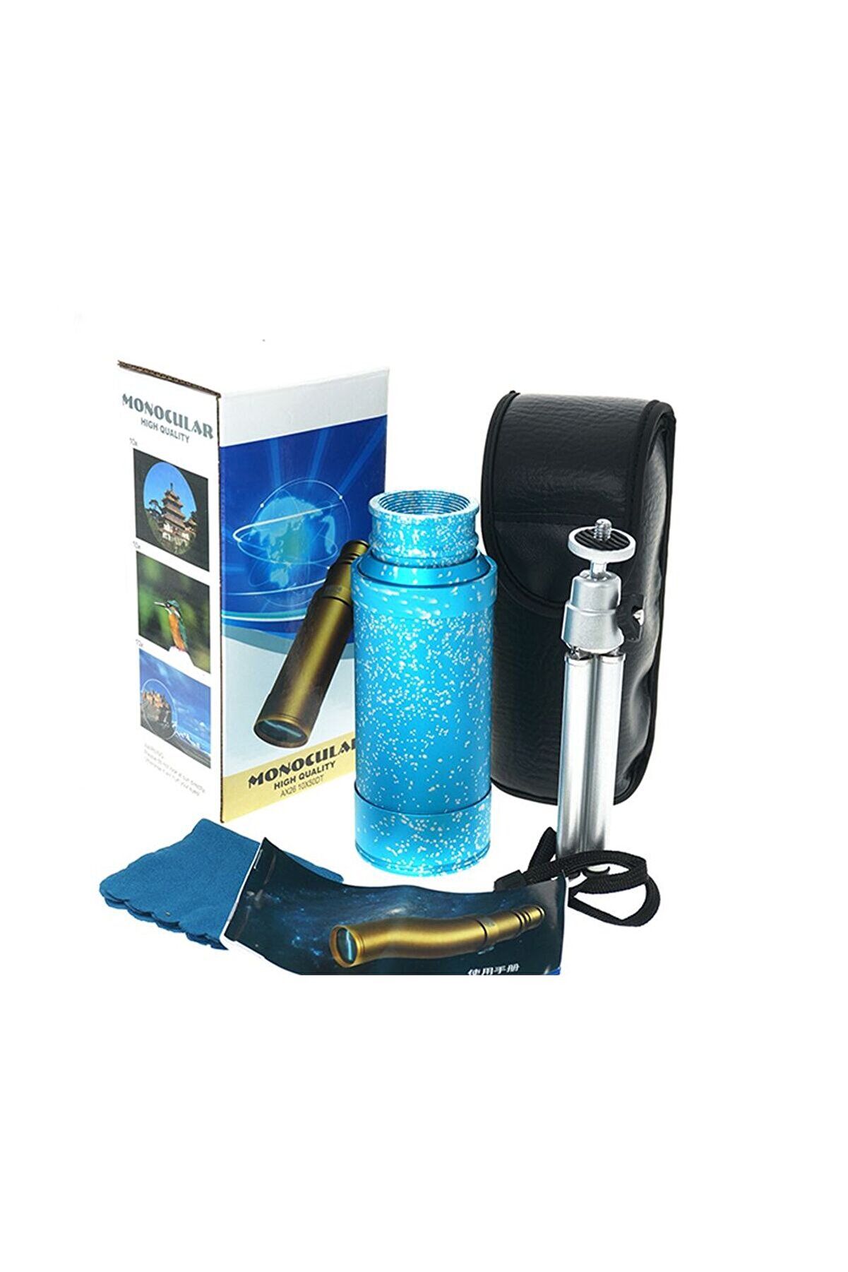 evimdeyokyok 50x50 Panda Metal Gövde Tek Gözle Büyük Mercek Korsan Dürbün Mavi Tdrtr