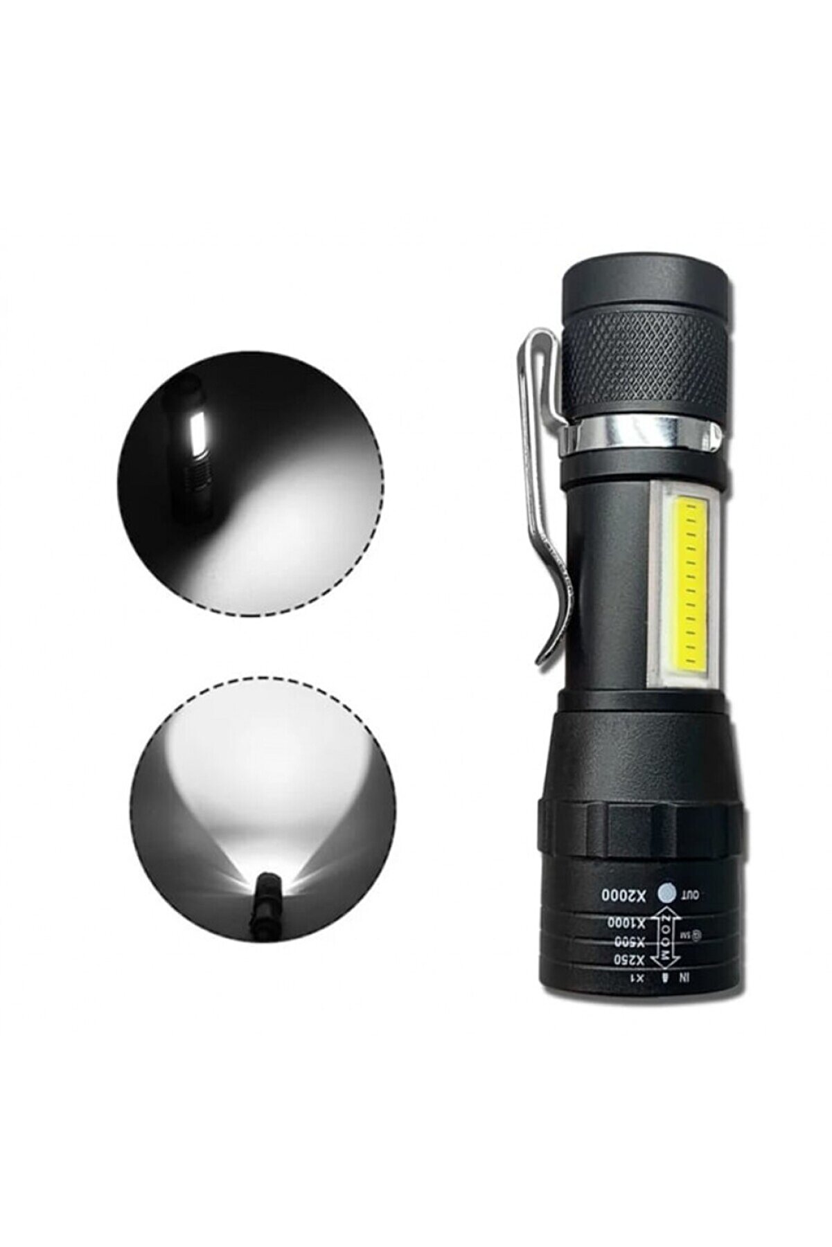 evimdeyokyok Zoomlu Şarjli Cob Led Güçlü El Feneri Wb-017 Tdrtr