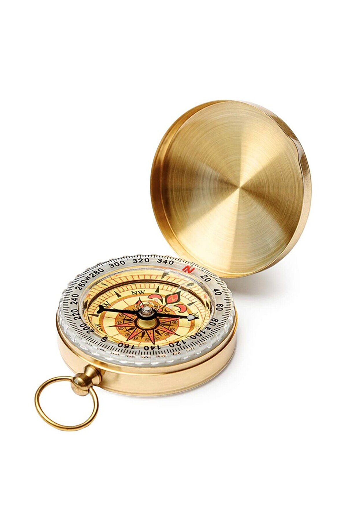 evimdeyokyok Yuvarlak Sarı Metal Kasa Su Geçirmez Fosforlu Dayanıklı Pusula G50 Tdrtr