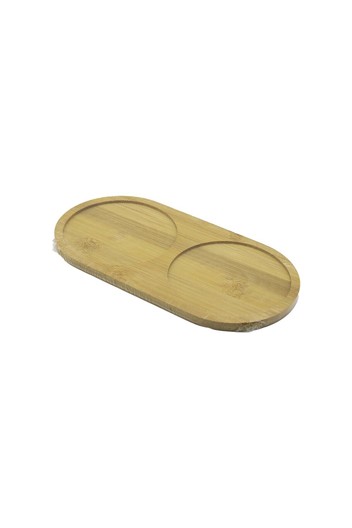 Go İthalat 2 B&ouml;lmeli̇ Oval Ahşap Bambu Yağdanık Altlık 12X24X0.8Cm (4457)