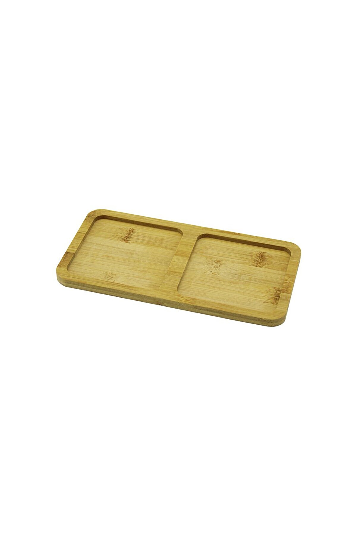 Go İthalat 2 B&ouml;lmeli̇ Di̇kd&ouml;rtgen Ahşap Bambu Yağdanlık Altlık Mi̇ni̇ Tepsi̇ 20X10X0.8Cm