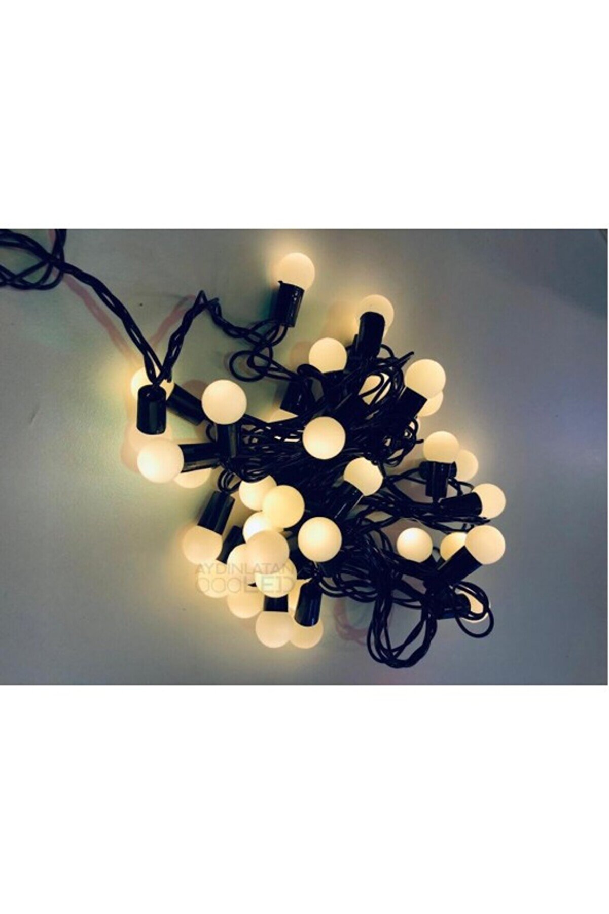 evimdeyokyok 5 Metre 28 Led Fişli Sarı Işık Mini Top Led Siyah Kablo Tdrtr