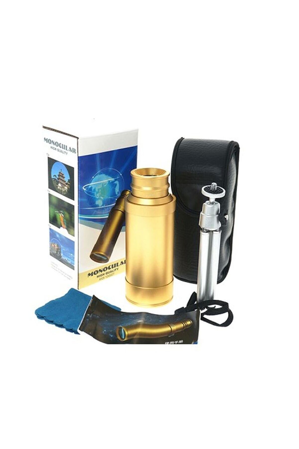 evimdeyokyok 50x50 Panda Metal Gövde Tek Gözle Büyük Mercek Korsan Dürbün Gold Tdrtr