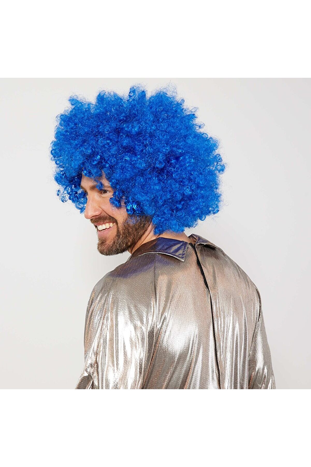 Mavi̇ Renk Kıvırcık Afro Bonus Peruk Tdrtr