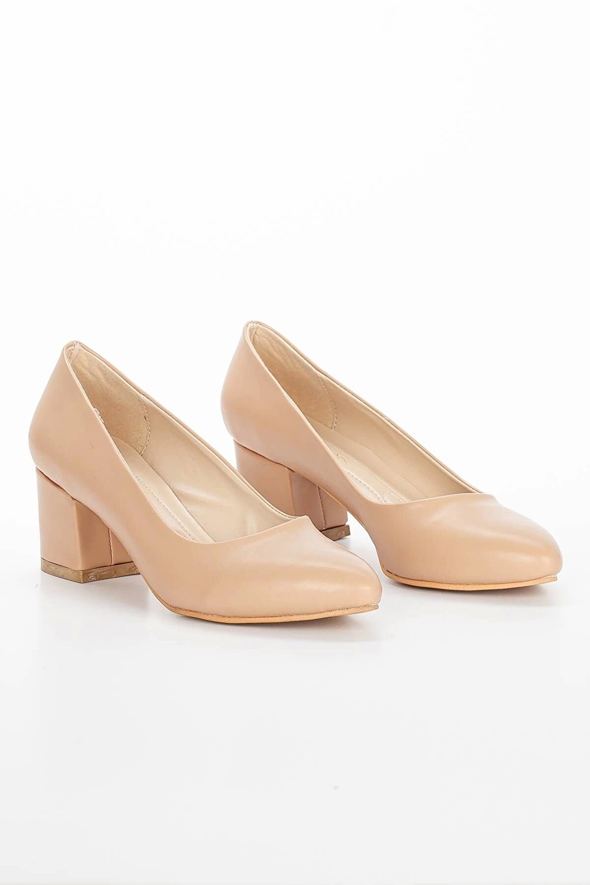 Gult Kadın Klasi̇k Kısa Sti̇letto Ve Çanta Takımı Nude