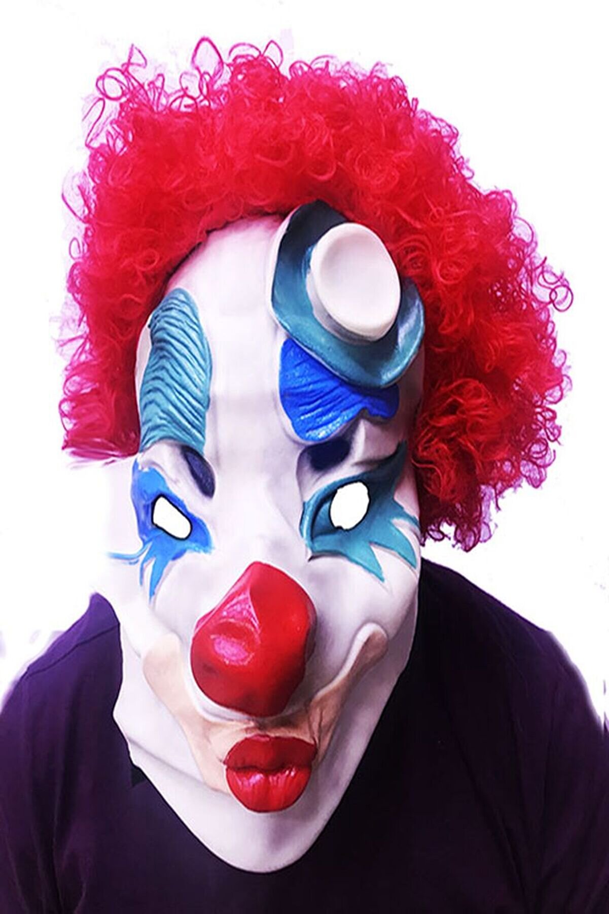 evimdeyokyok Kırmızı Renk Afro Bonus Peruklu Palyaço Lateks Et Maske Tdrtr