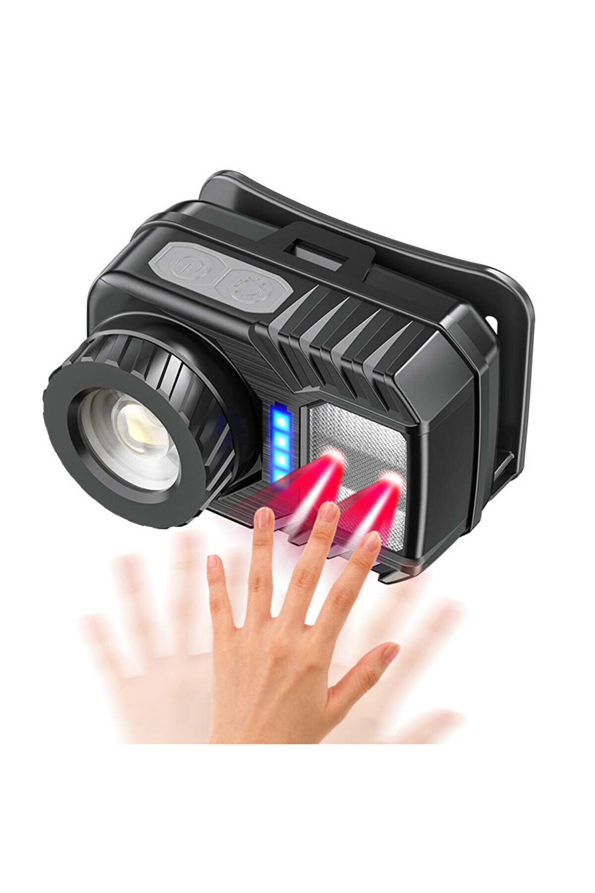 Peakstar Ps-571 Sensör Xpg Cob Led Usb Şarj Edi̇lebi̇li̇r Li̇tyum Pi̇lli̇ Zoomlu Kafa Lambası Tdrtr