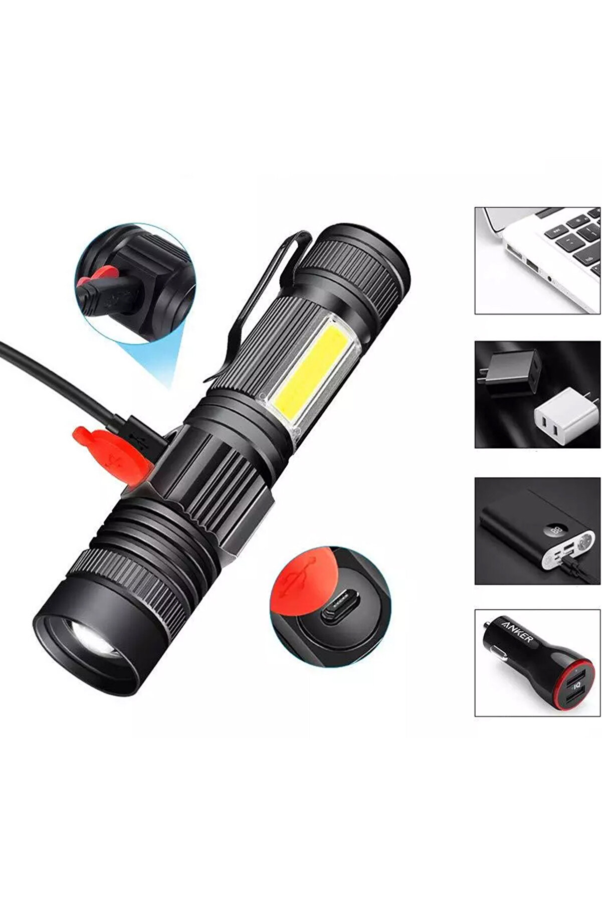 Geni̇ş Açılı P50 Led Şarjlı El Feneri̇ Watton Wt-601 Tdrtr