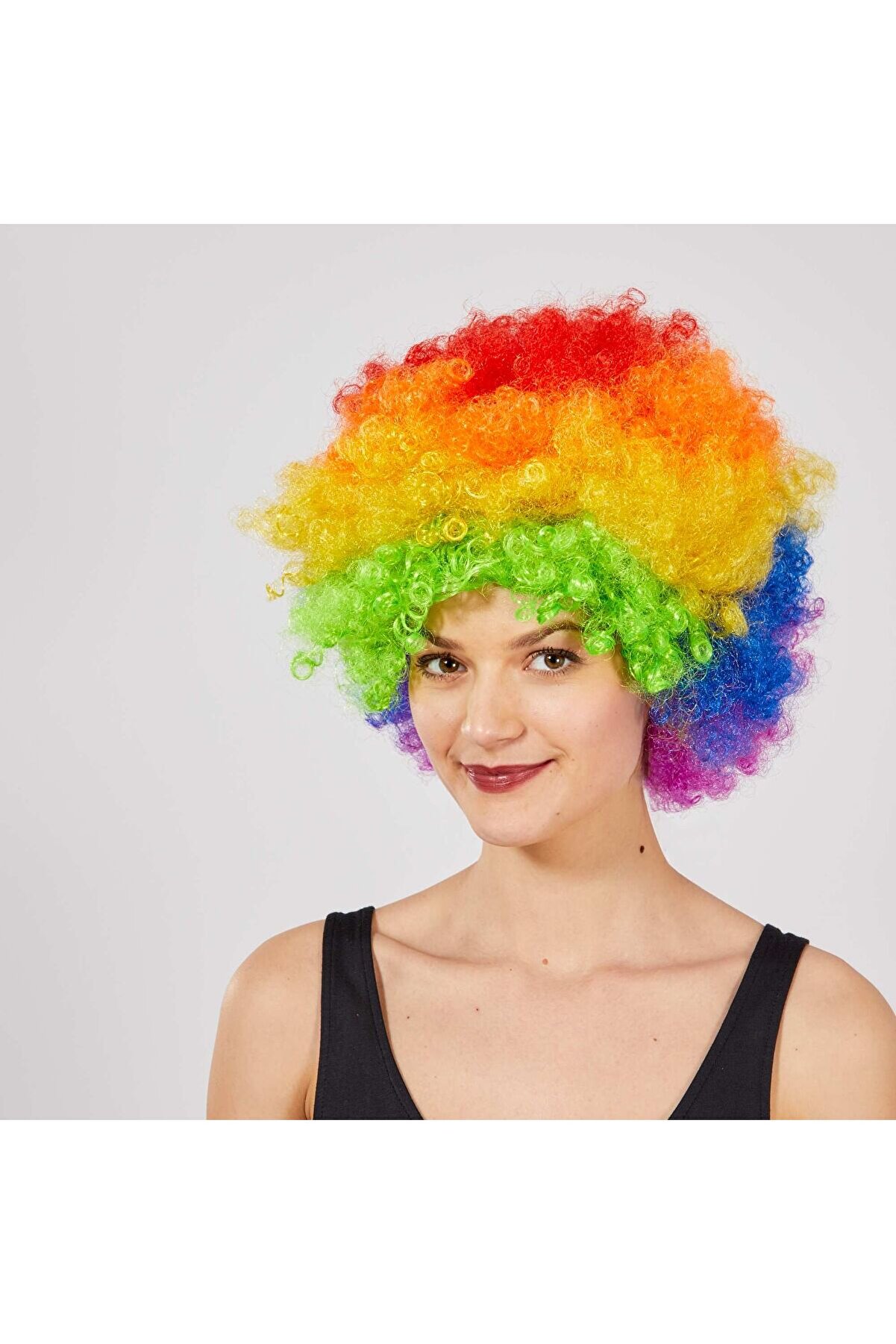 Rengarenk Kıvırcık Afro Bonus Peruk Tdrtr