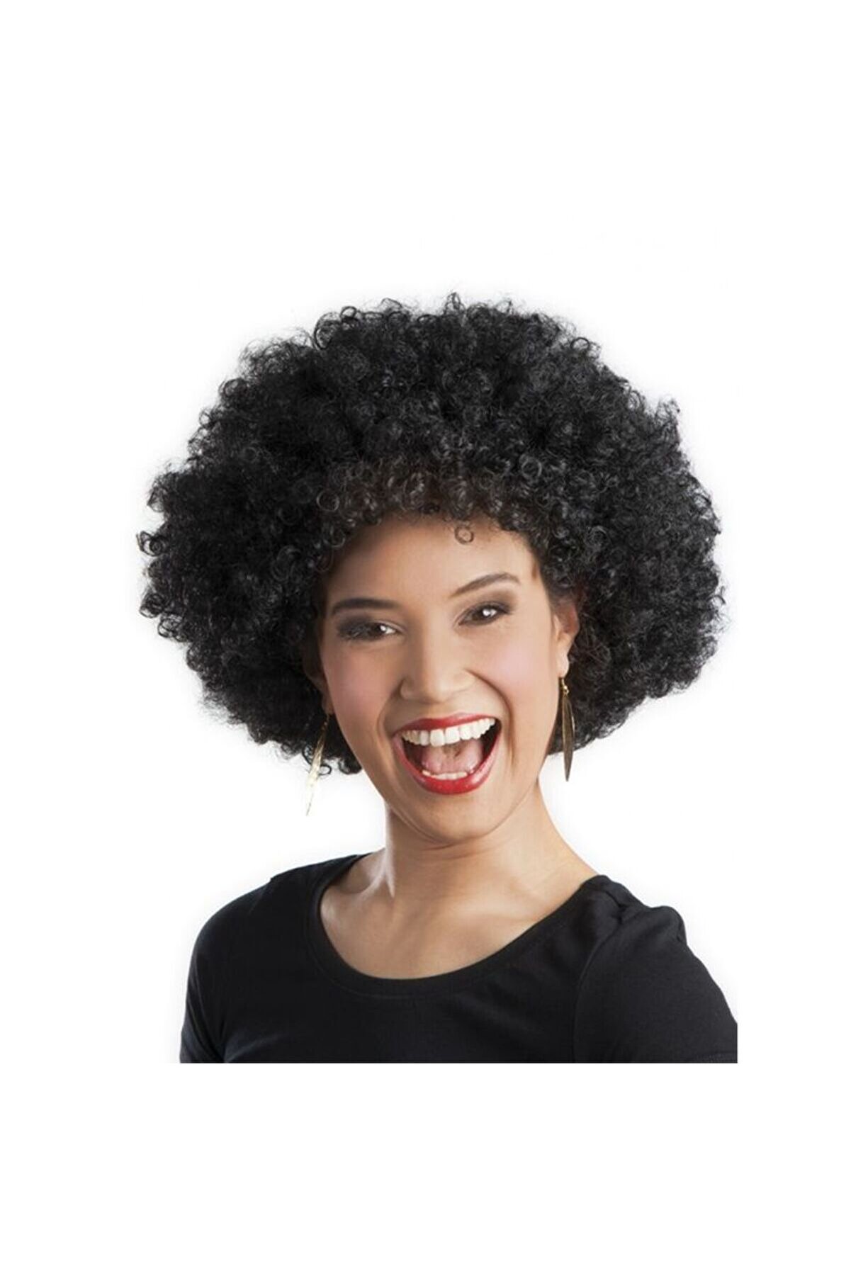 Si̇yah Renk Kıvırcık Afro Bonus Peruk Parti̇ Peruğu Tdrtr