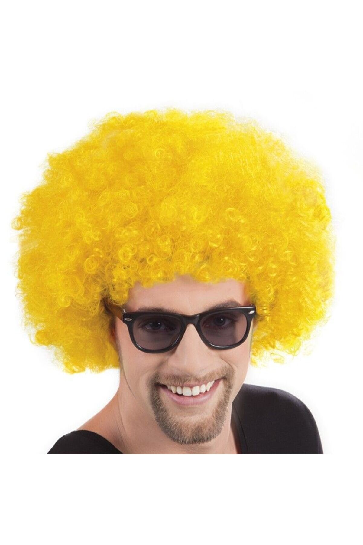 Sarı Renk Kıvırcık Afro Bonus Peruk Tdrtr