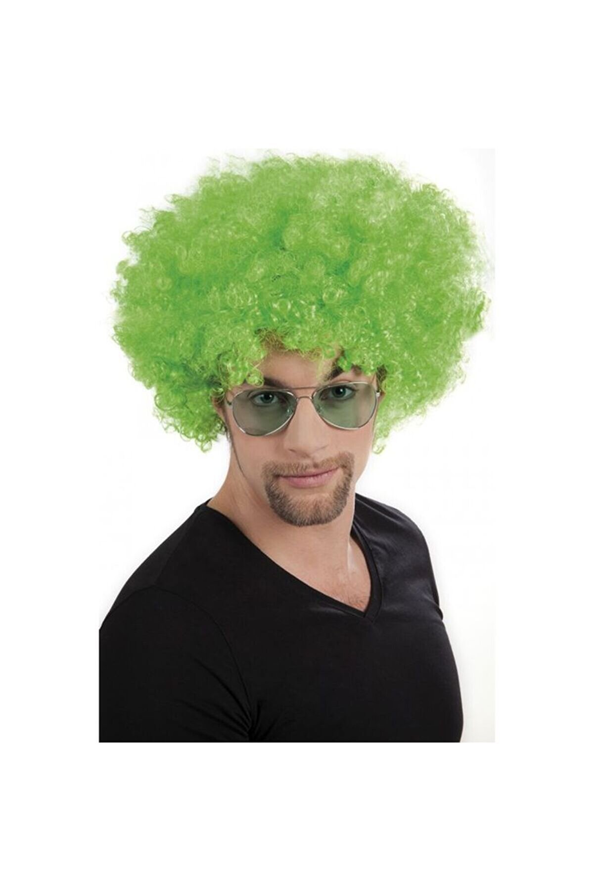 evimdeyokyok Yeşil Renk Kıvırcık Afro Bonus Peruk Tdrtr